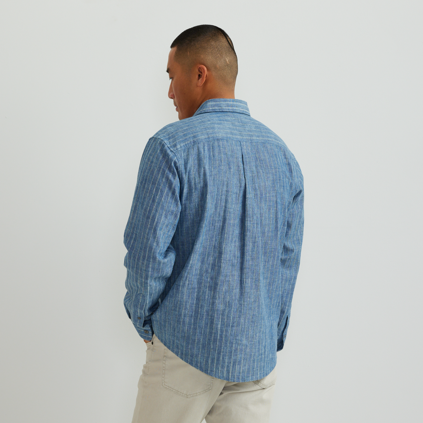 Men's Vintage Shirt-Faded Indigo-Regular-F1