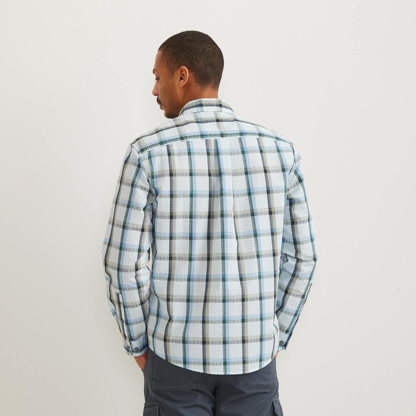 Men's Long-Sleeve Pack It 3.0 Seersucker Shirt-Pale Blue-Regular-F1