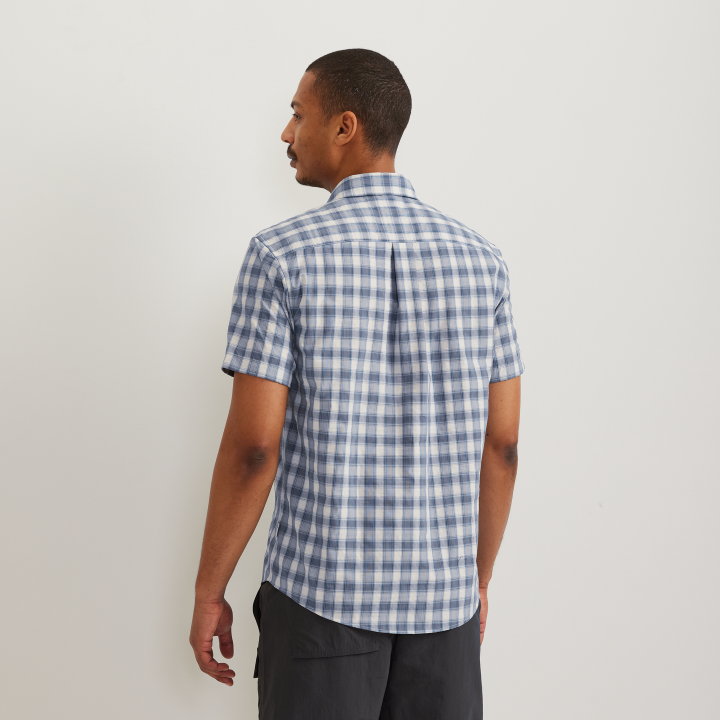 Men's Short-Sleeve Pack It 3.0 Seersucker Shirt-Blue-Regular-F1