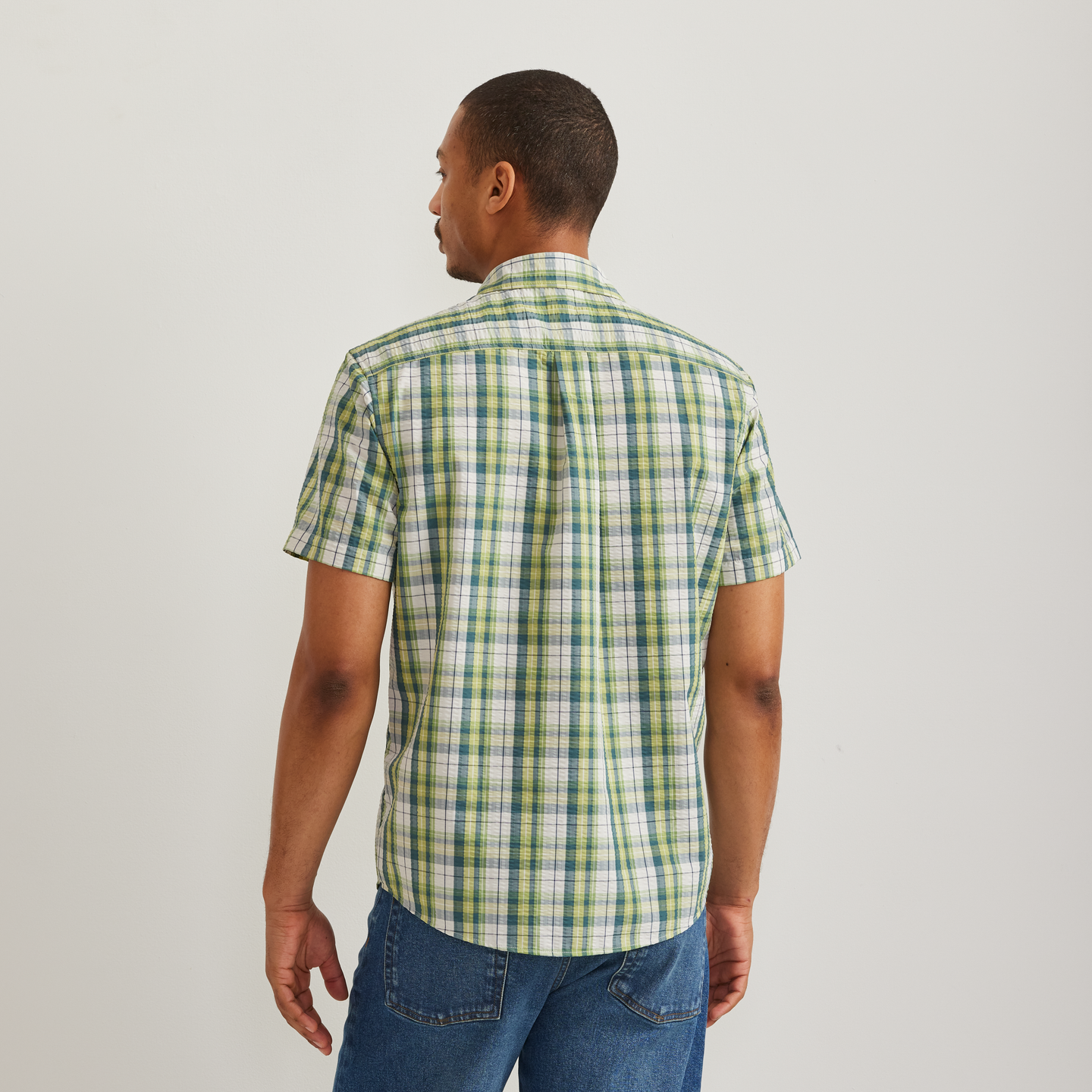 Men's Short-Sleeve Pack It 3.0 Seersucker Shirt-Lt Aloe-Regular-F1