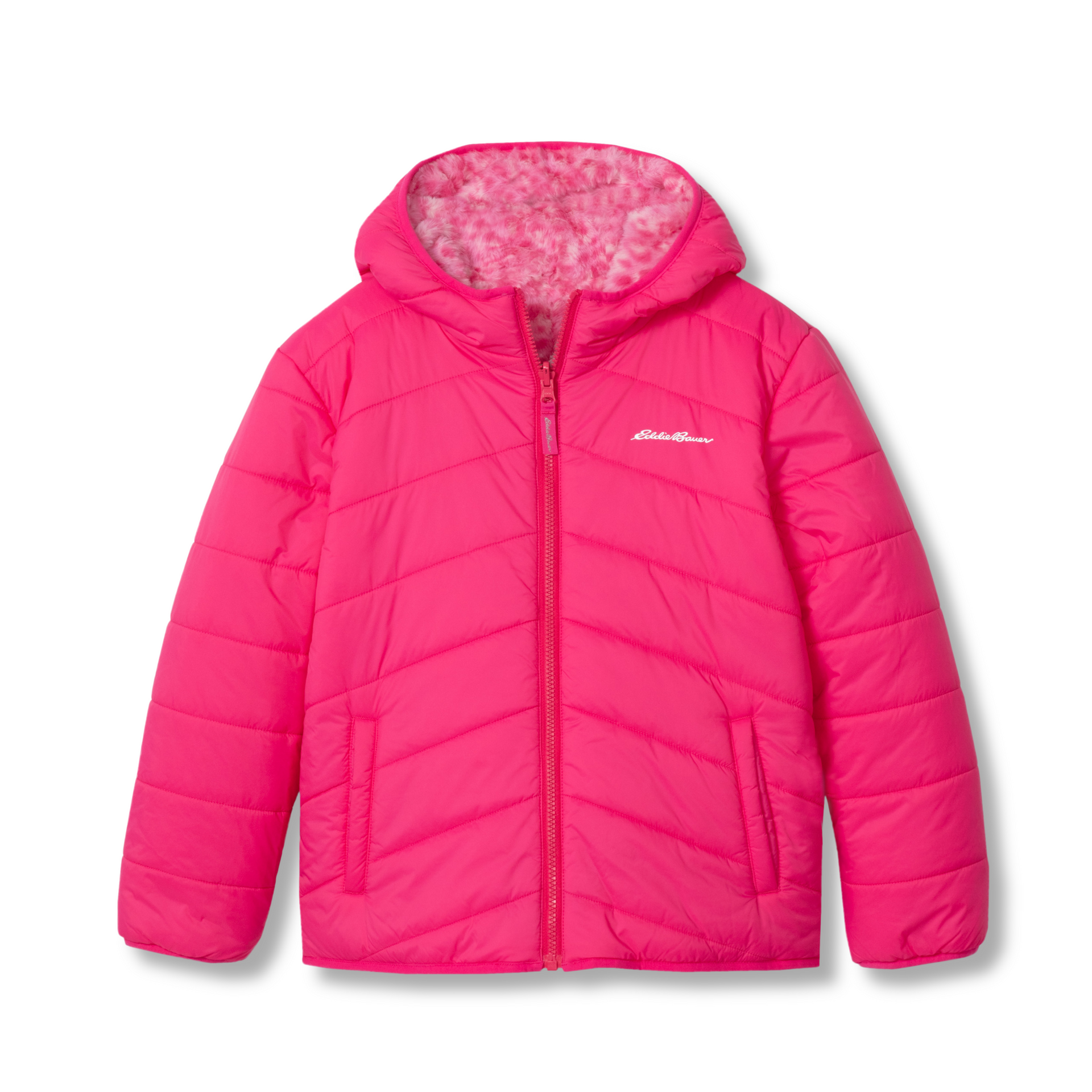 Eddie Bauer Kids Girls Deer Harbor Reversible Hooded Jacket