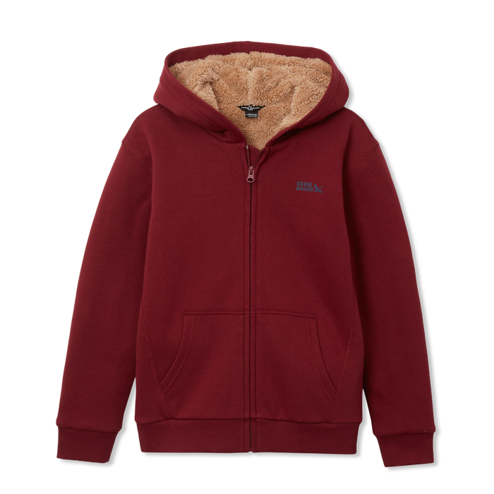 Boys Camp Fleece Faux Shearling-Lined Hoodie