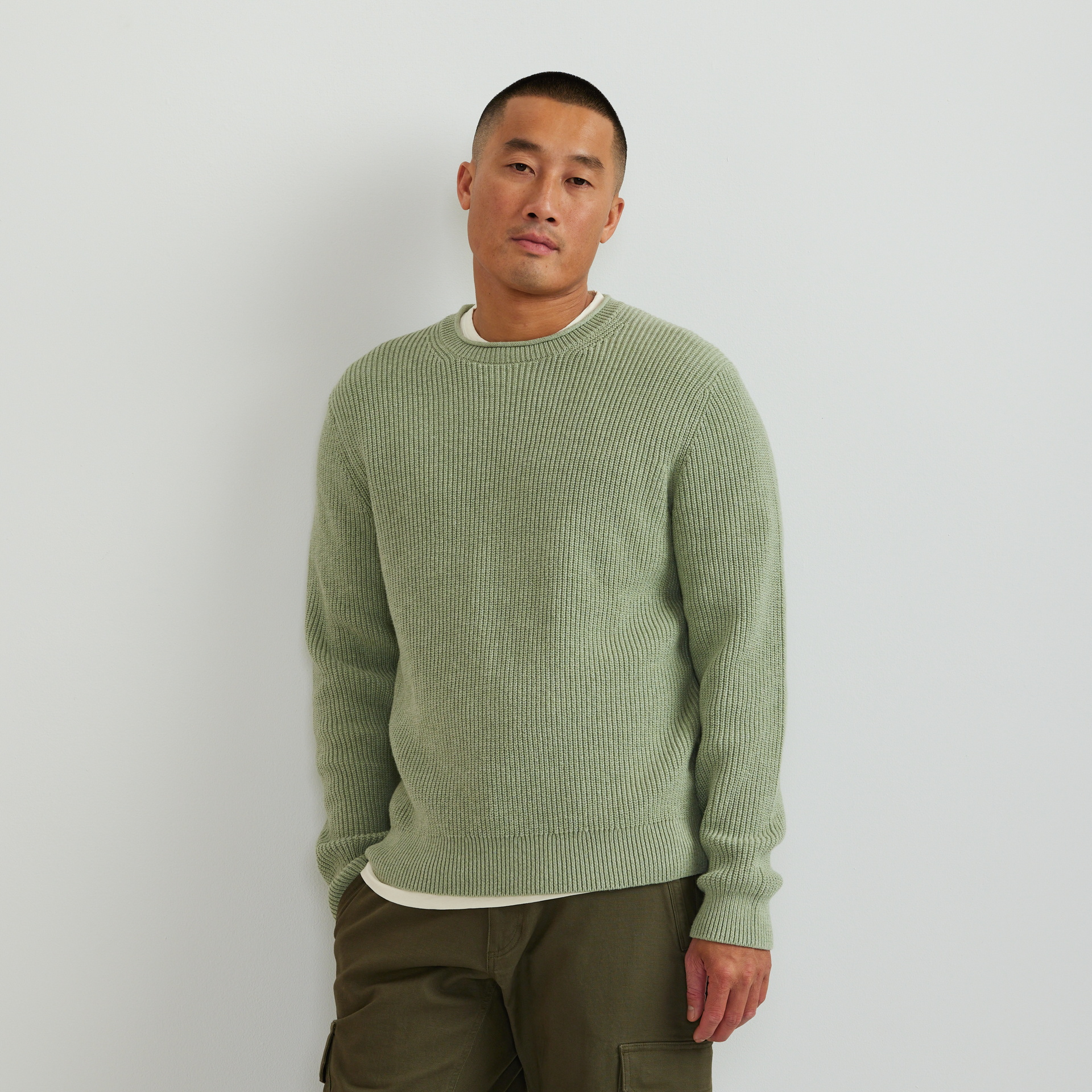 Eddie Bauer グリーン ニットセーター XL Eddie Bauer Men's Signature Roll Neck Sweater