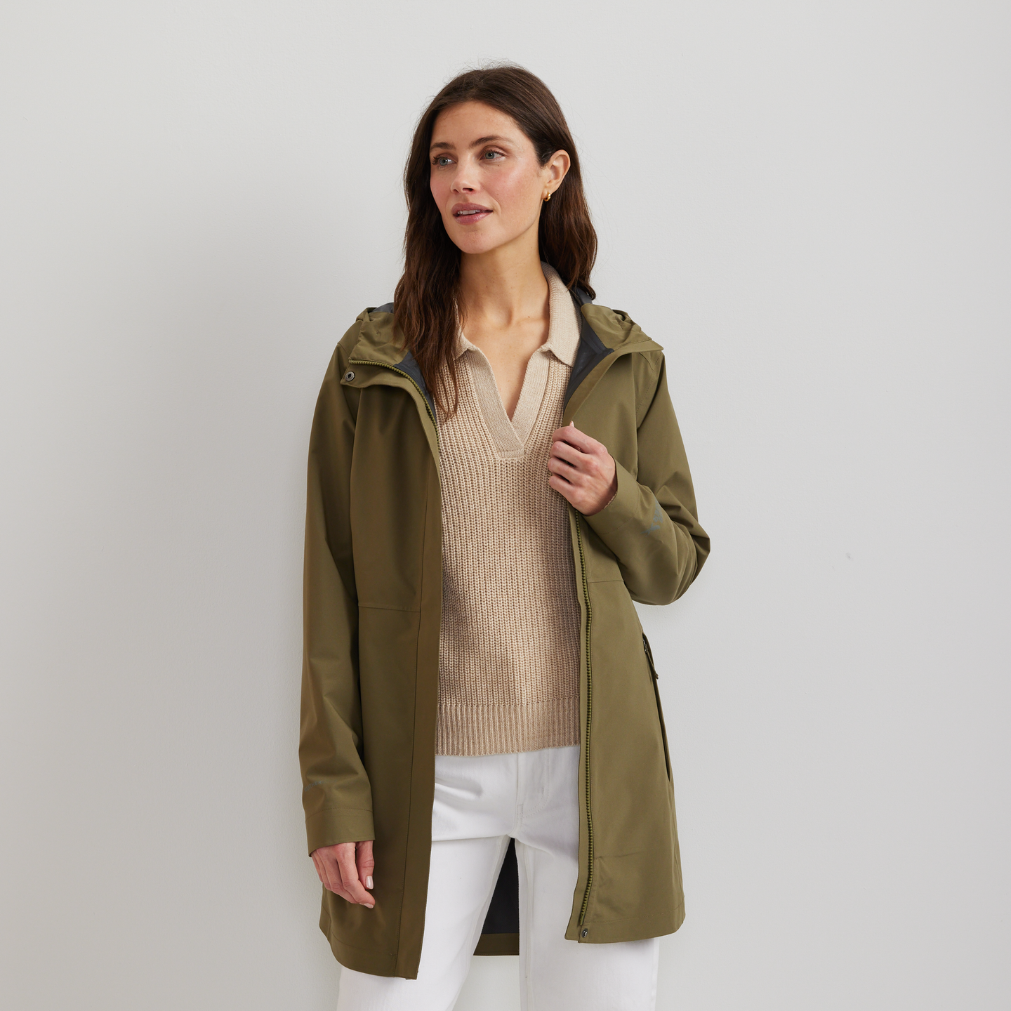 Women's Cloud Cap Waterproof Stretch Hooded Rain Parka-Alder-Regular-C1