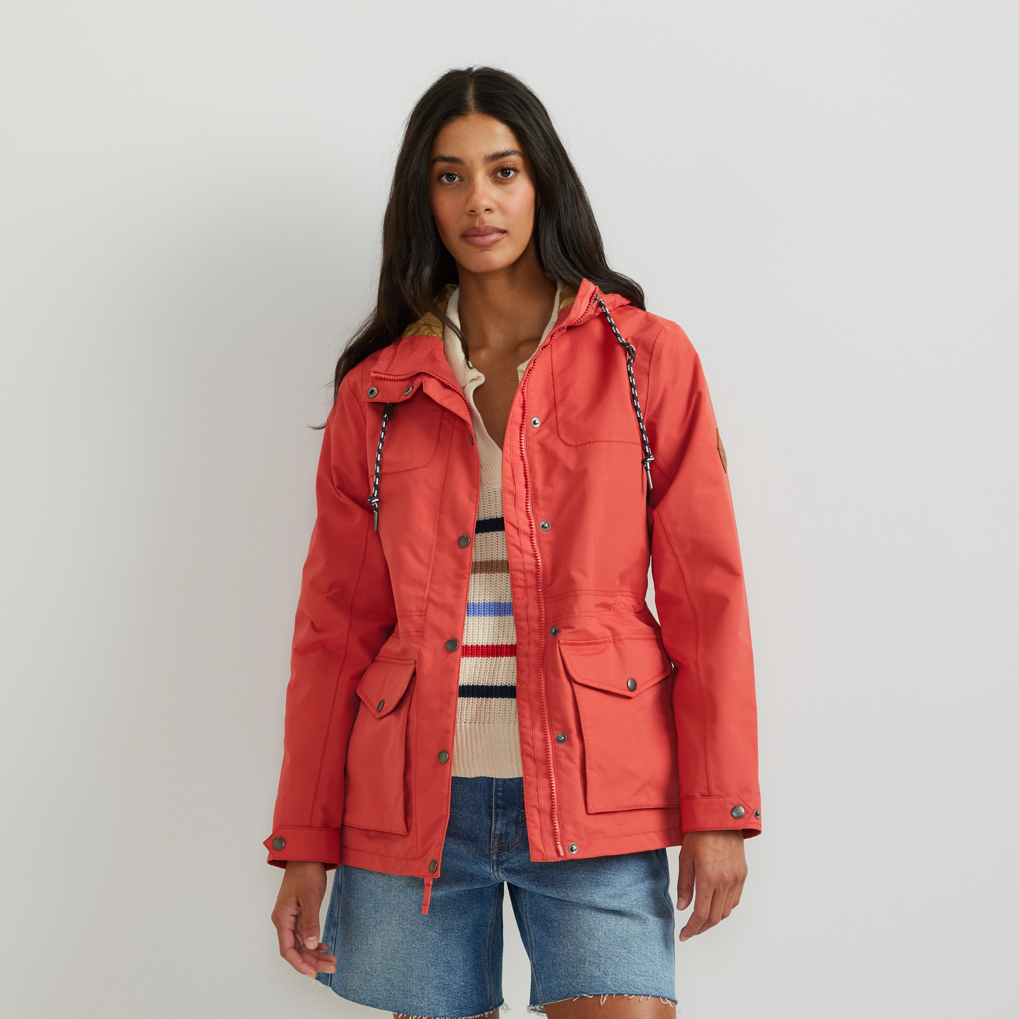 Women's Charly Waterproof Hooded Rain Jacket-Rhubarb-Regular-C1