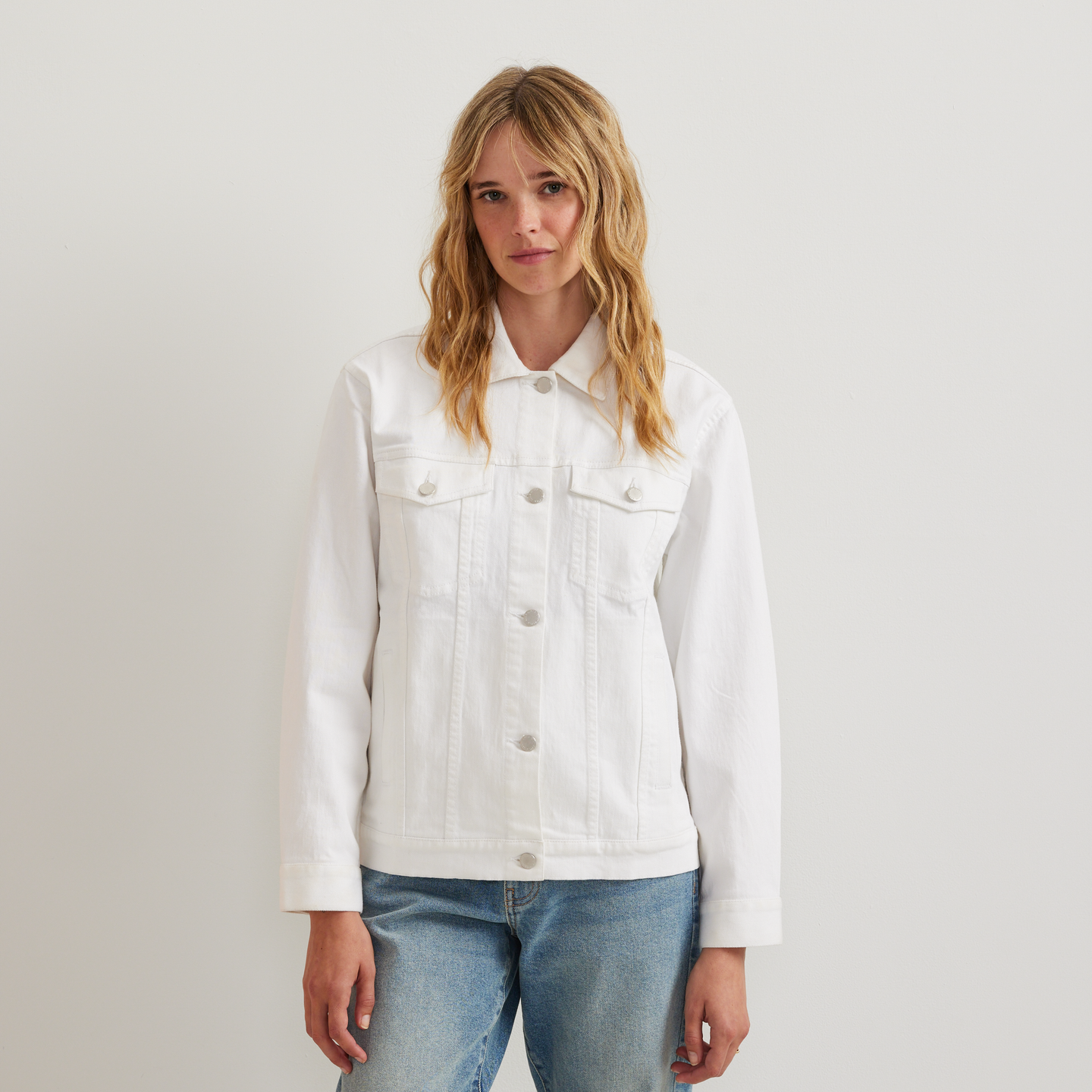 Women's Authentic Denim Jacket-White-Regular-C1