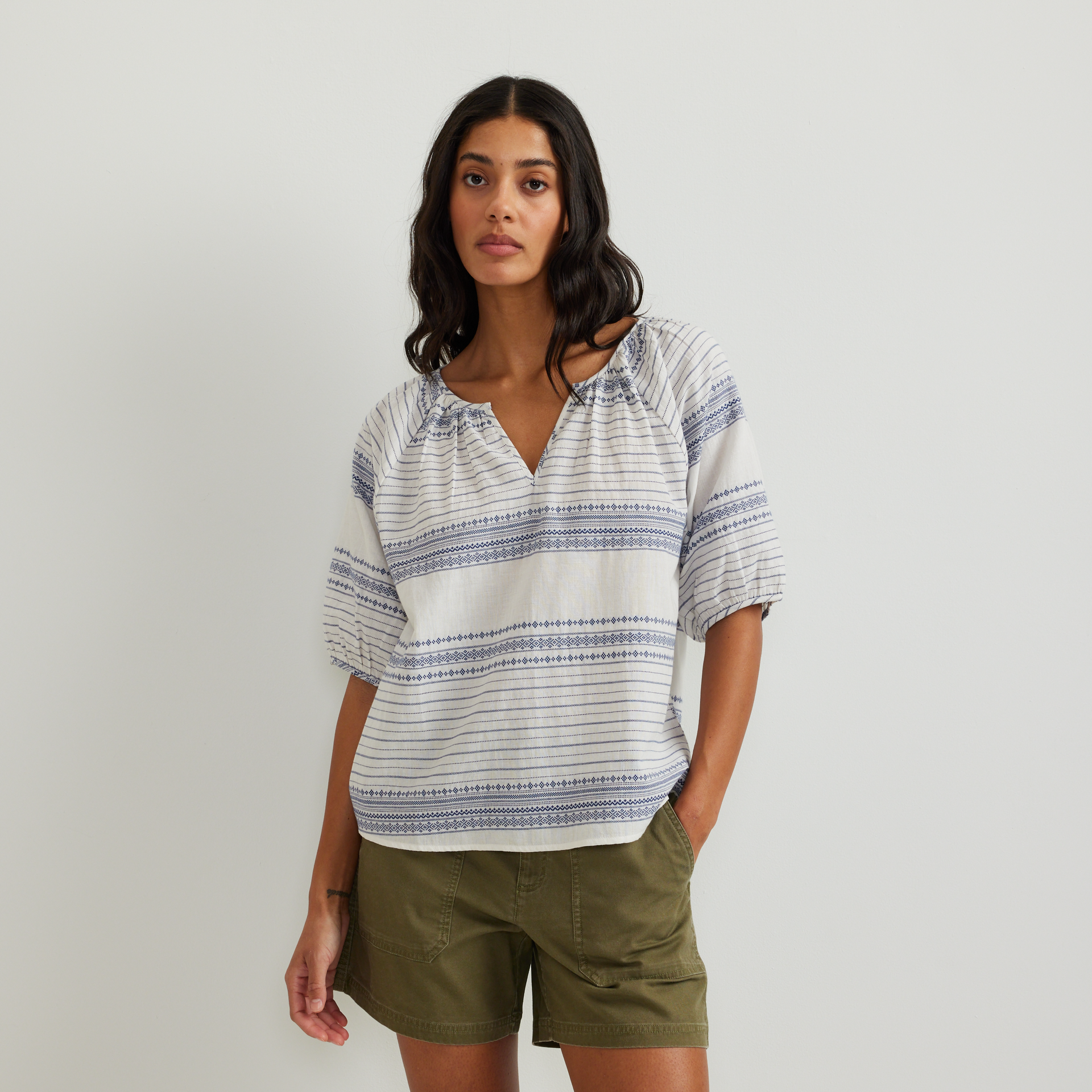 Eddie Bauer Women's Dobby Stripe SS Shirt
