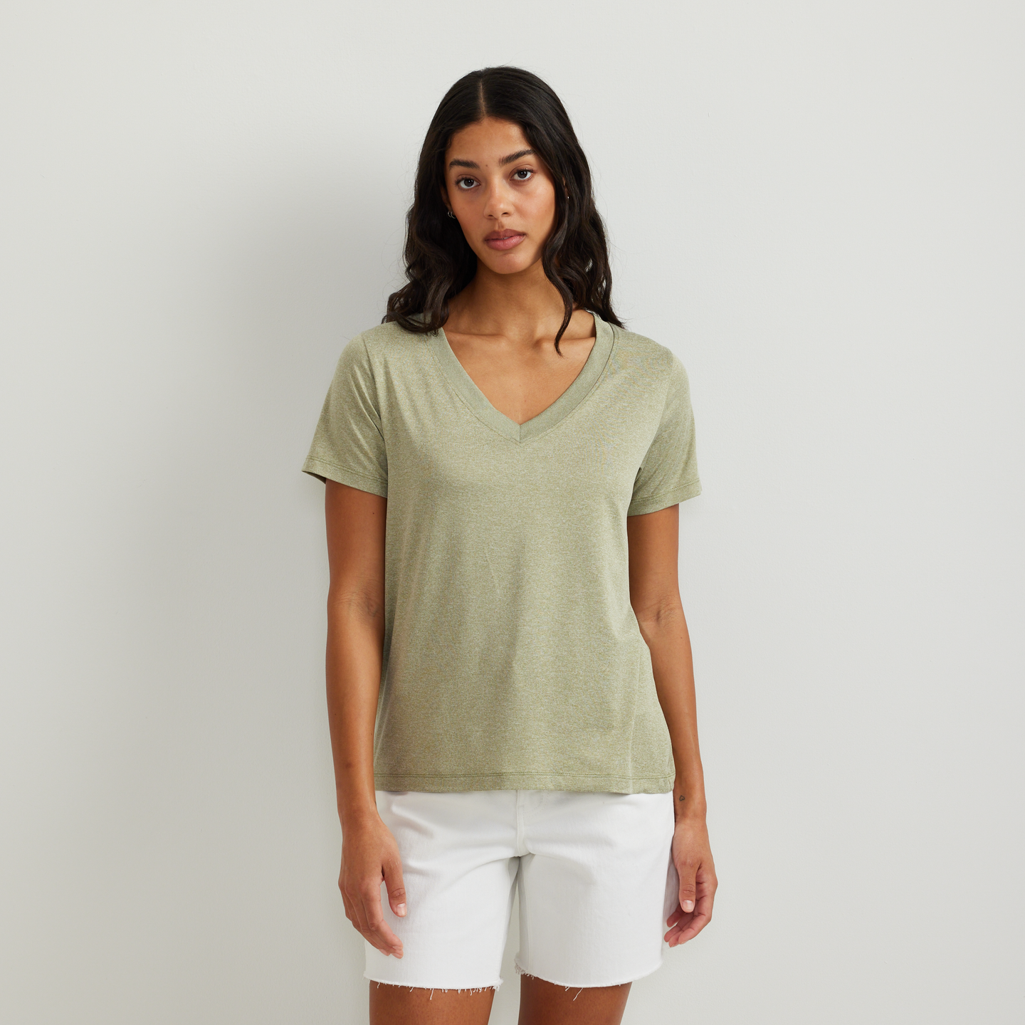 Women's Surreal Travel V-Neck T-Shirt-Palm-Regular-C1