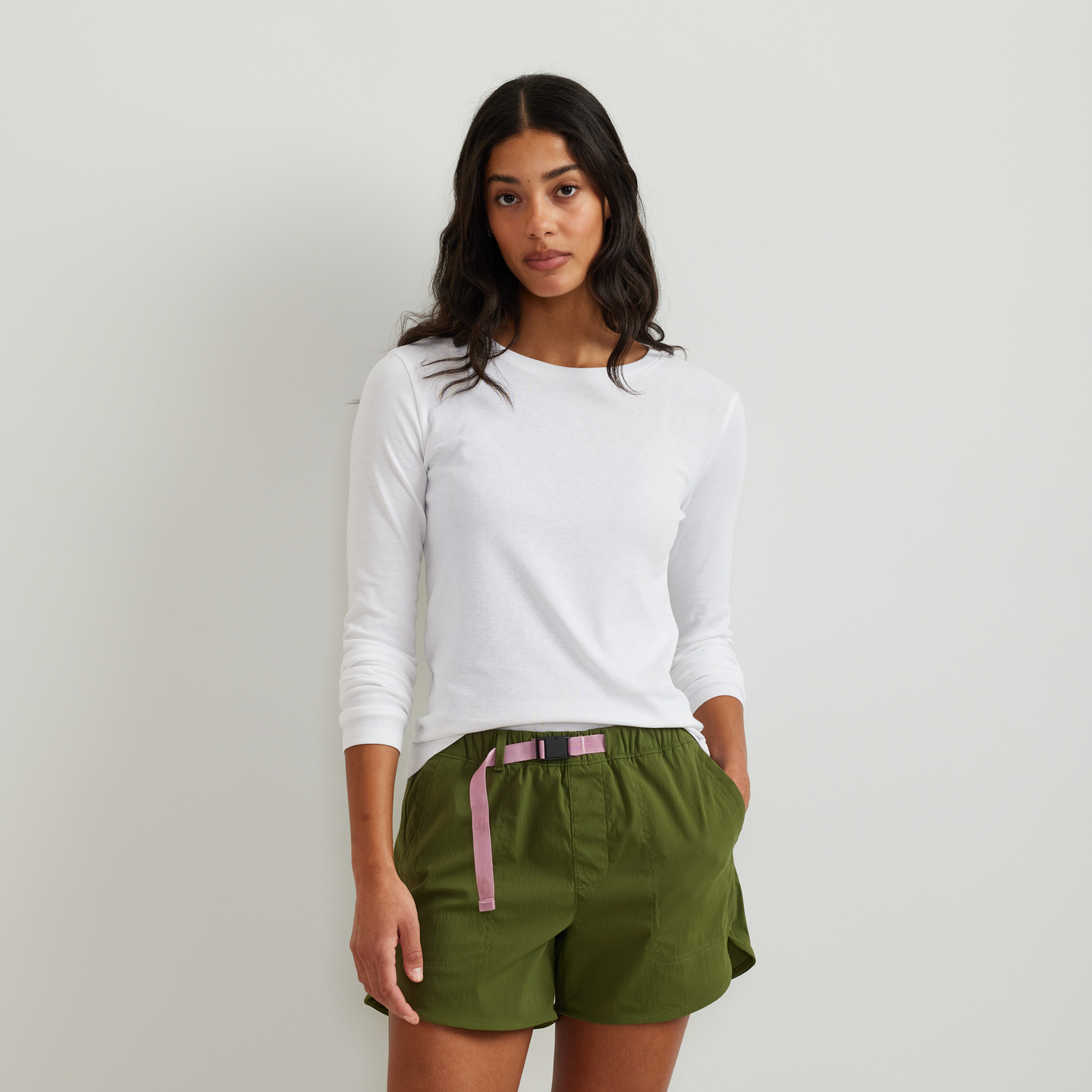 Women's Everyday Long-Sleeve Crewneck T-Shirt-White-Regular-C1