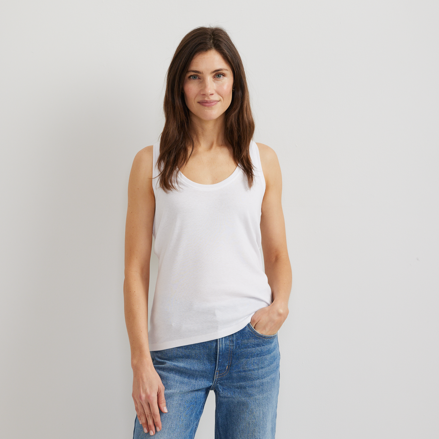 Women's Everyday Scoop-Neck Tank-White-Regular-C1