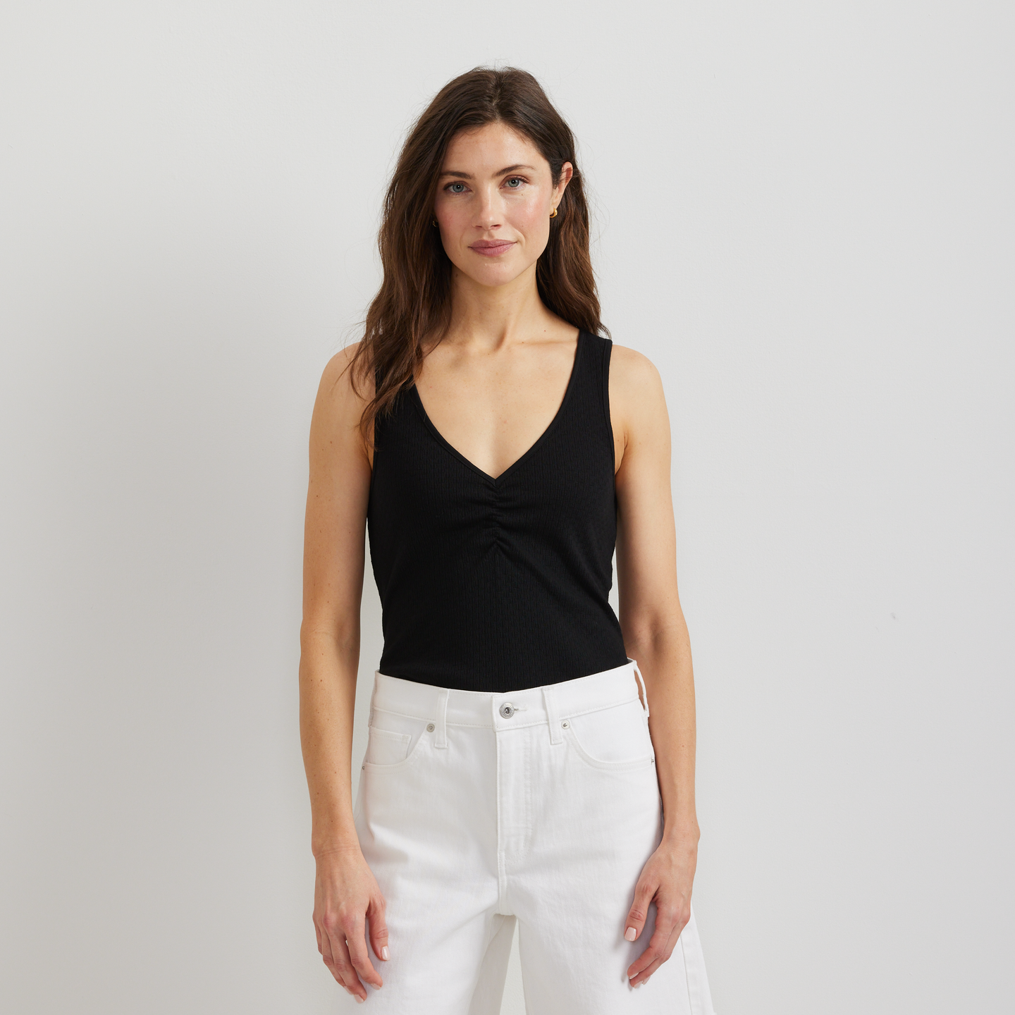 Women's Pointelle Dobby Tank-Black-Regular-C1