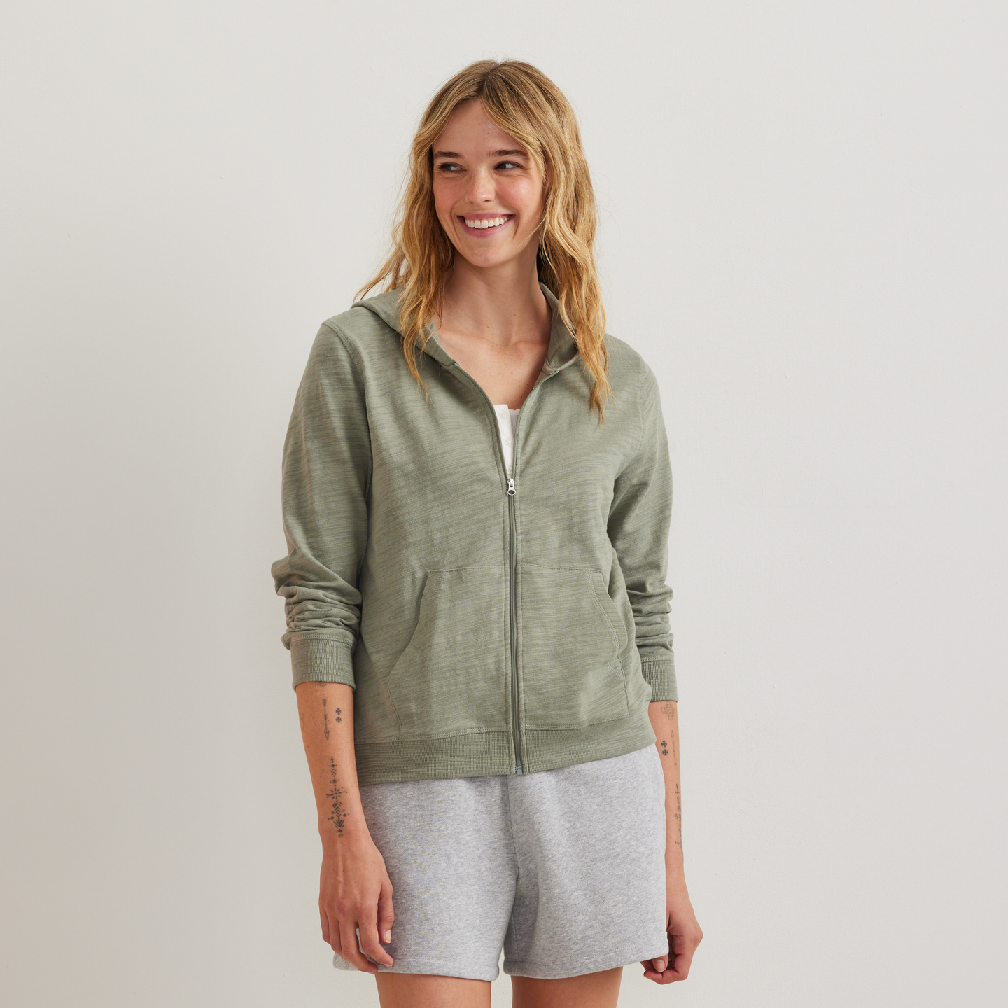 Women's Waverly Cotton Slub Full-Zip Sweatshirt-Sage-Regular-C1