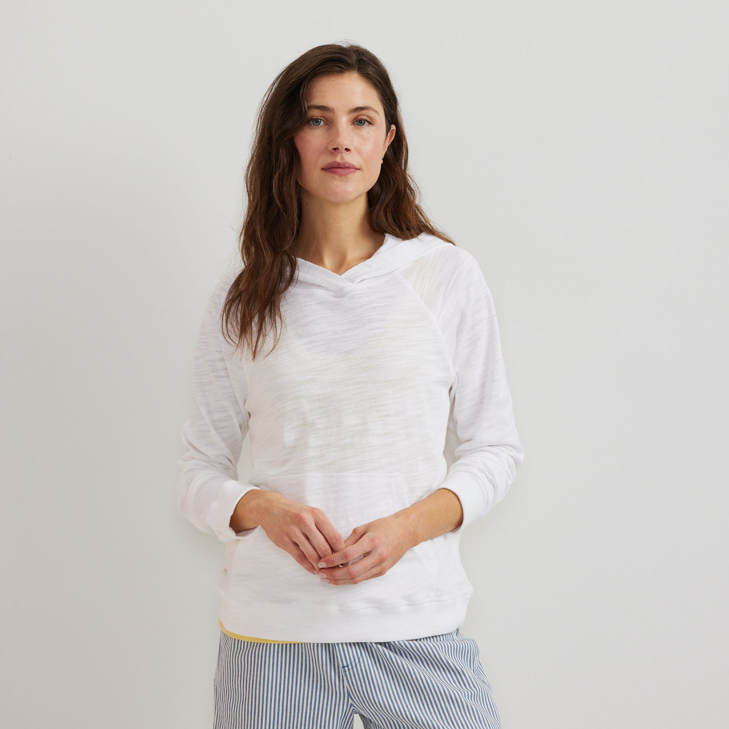 Women's Waverly Cotton Slub Hoodie-White-Regular-C1