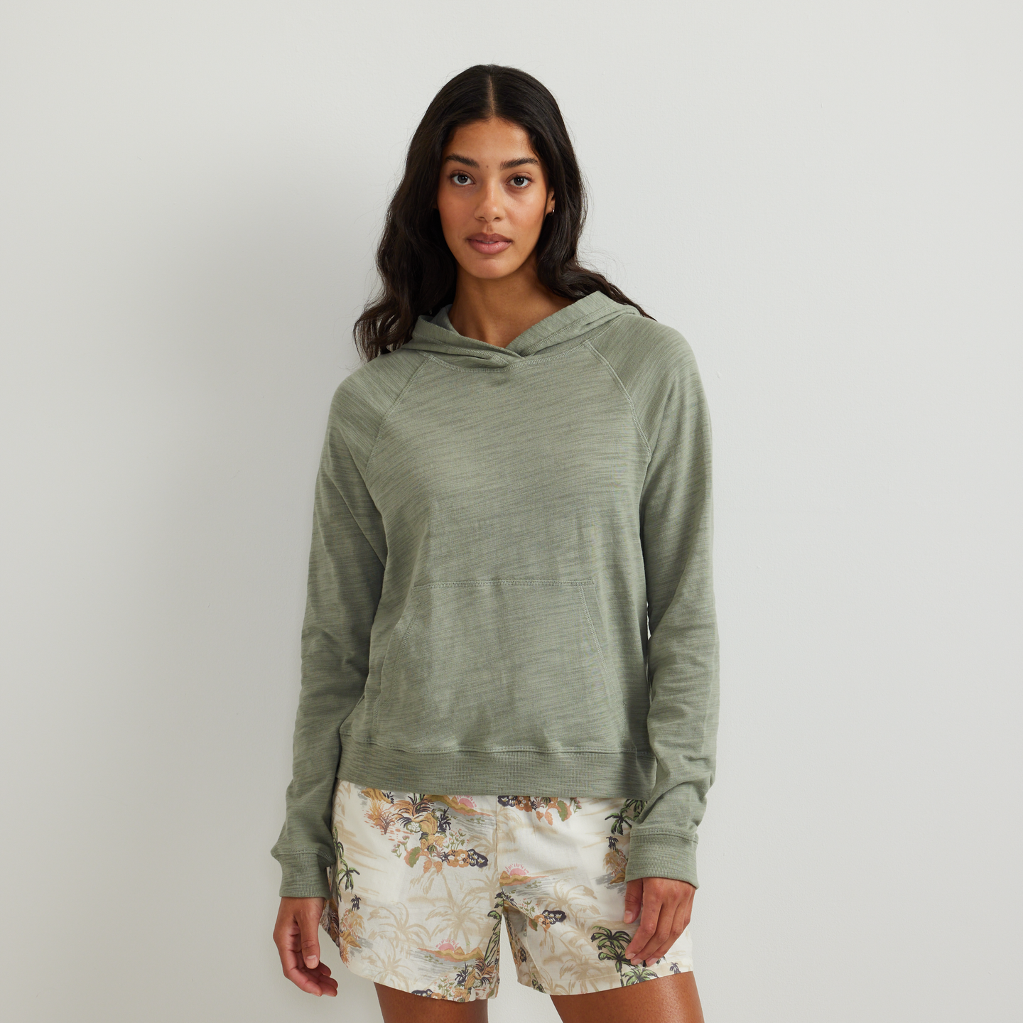 Women's Waverly Cotton Slub Hoodie-Sage-Regular-C1