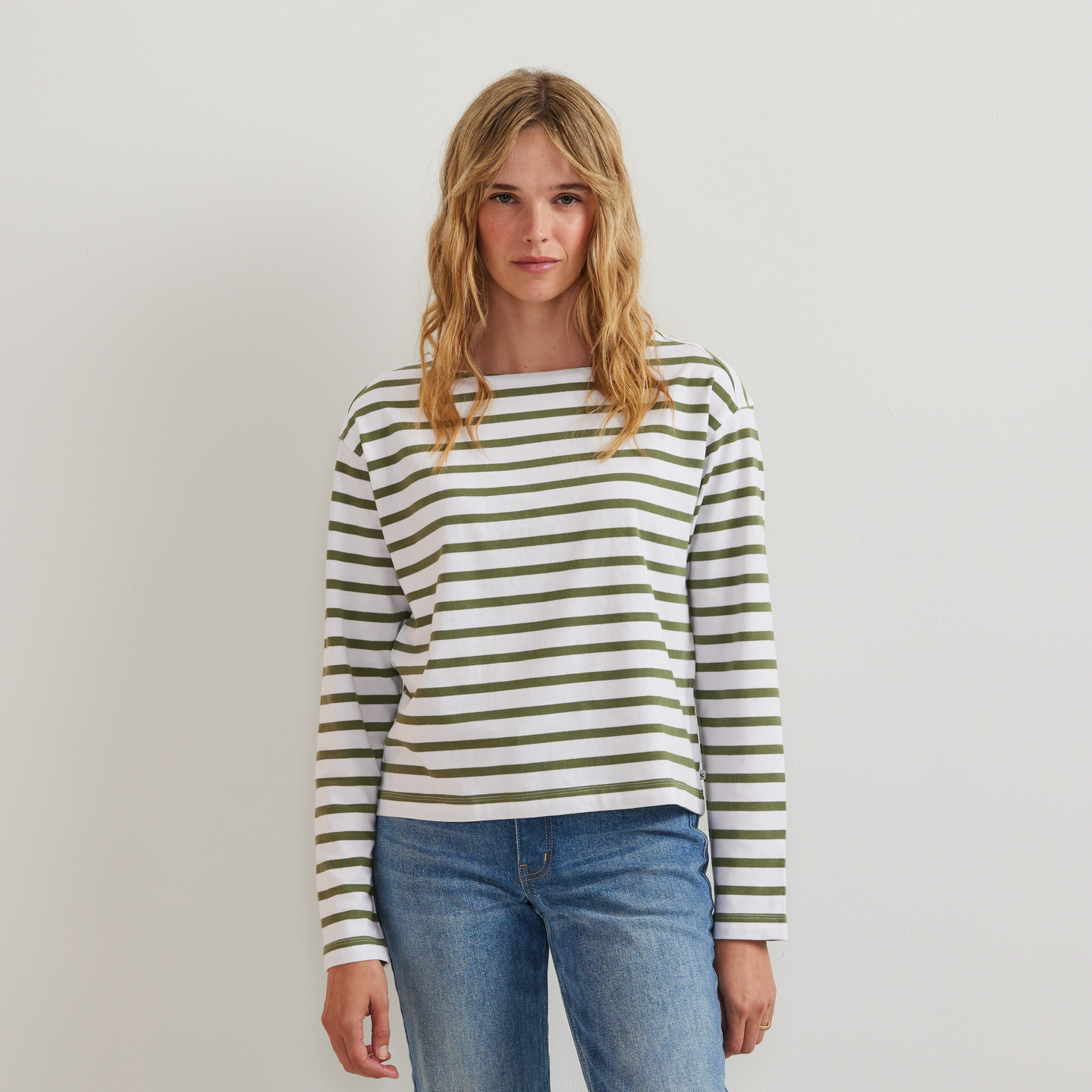 Women's Sailor Bateau Neck T-Shirt-Palm-Regular-C1