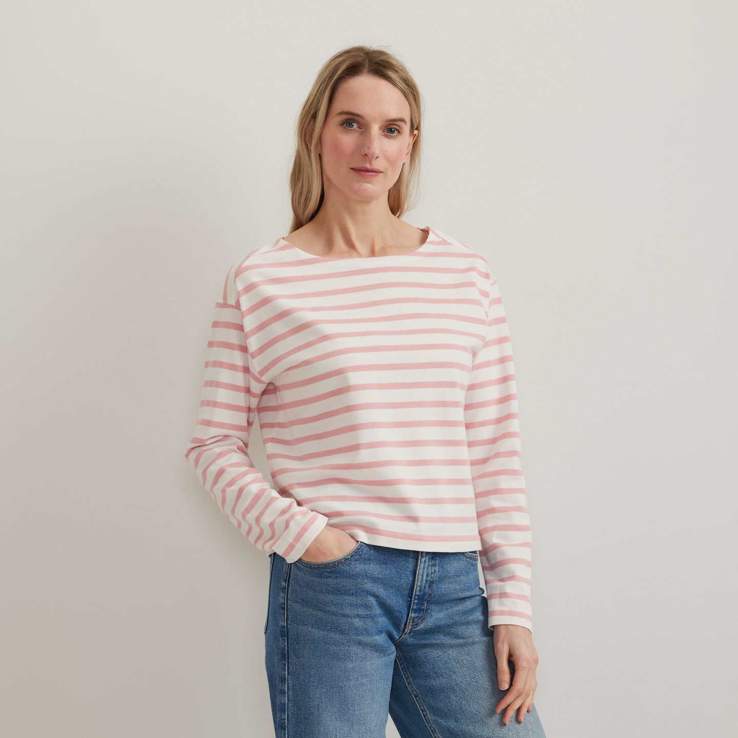 Women's Sailor Bateau Neck T-Shirt-Lt Berry-Regular-C1