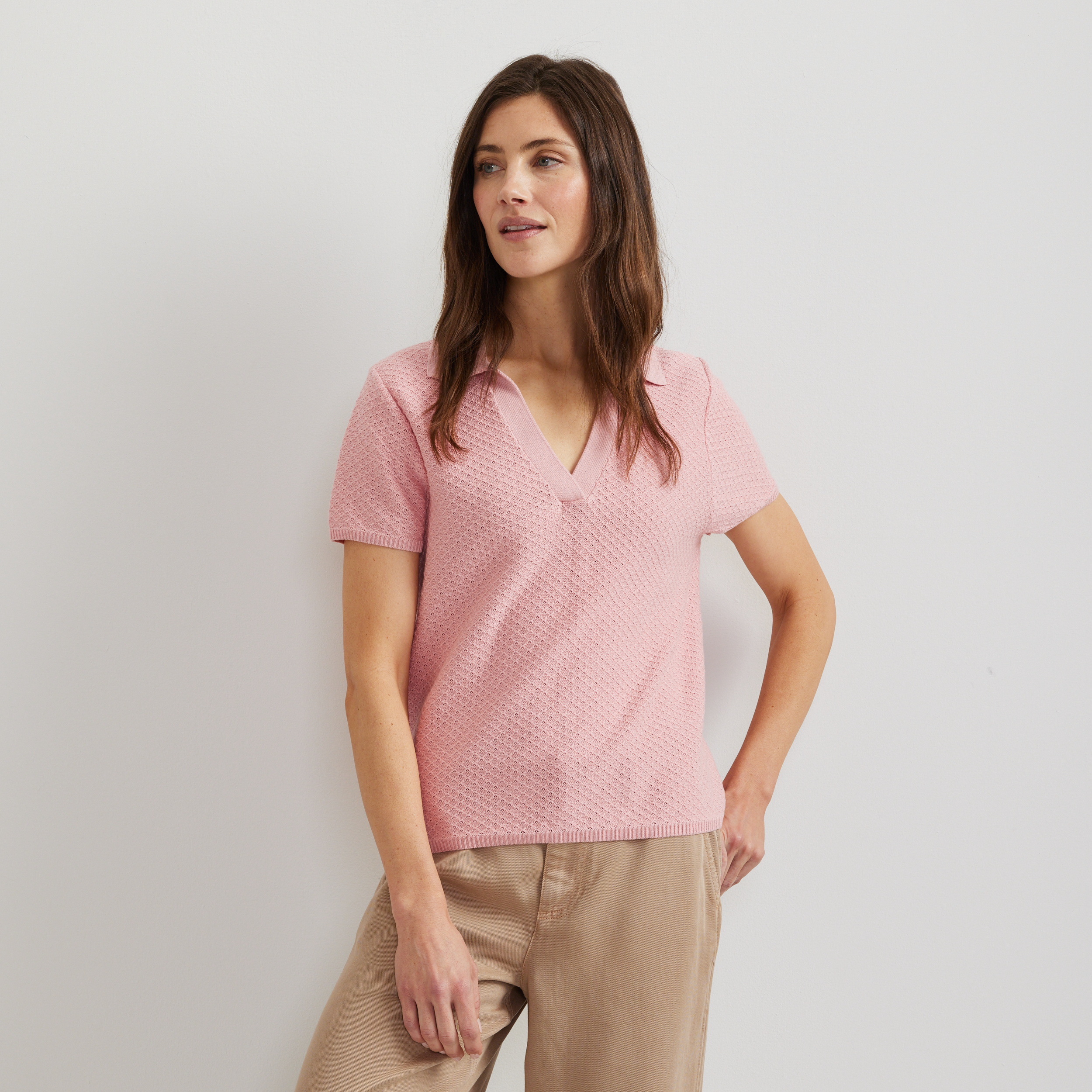 Eddie Bauer Maglione Donna Girocollo Leggero - Rosa, 55% Cotone 45% Poliammide, Taglia S