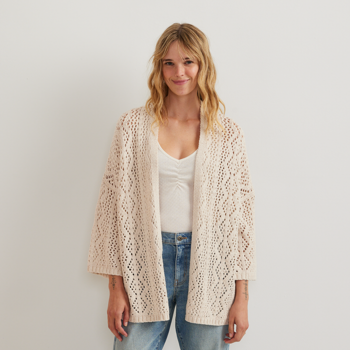 Women's Long Open Stitch Cardigan