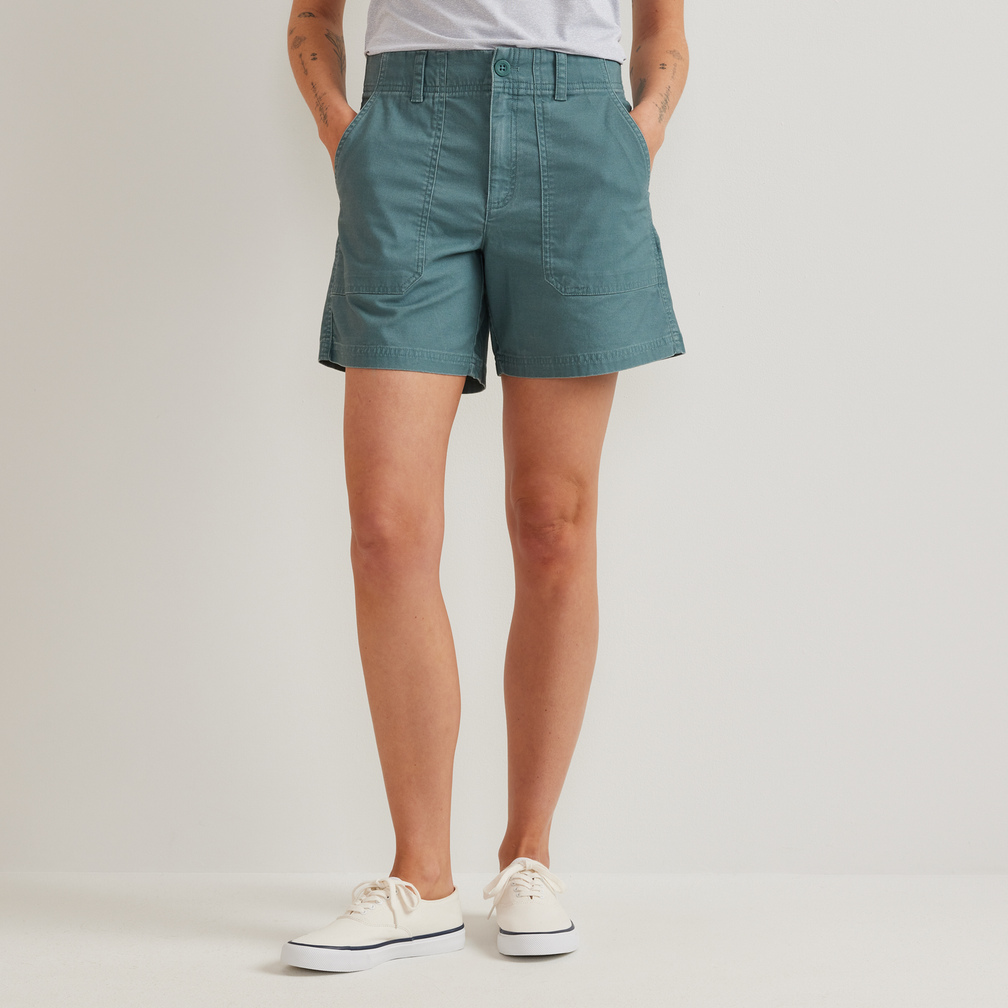 Women's Canvas Utility Shorts-Patina-Regular-C1