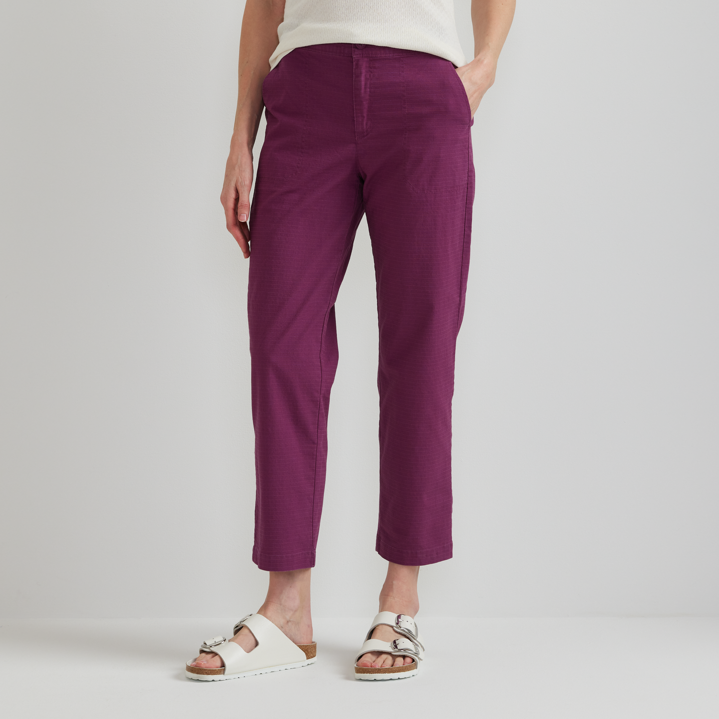 Women's Cotton Ripstop Ankle Pants-Wine-Regular-C1