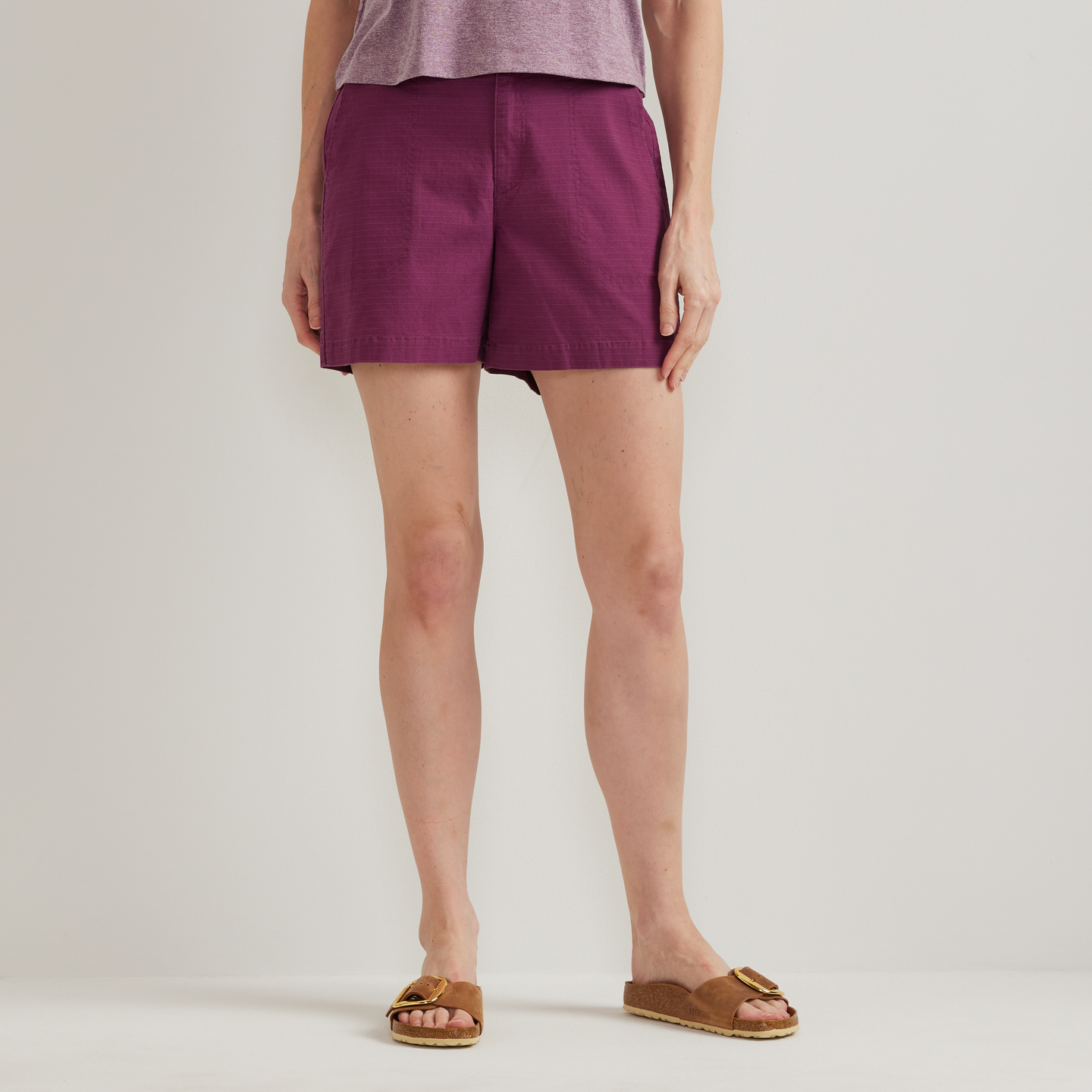 Women's Cotton Ripstop Shorts-Wine-Regular-F1