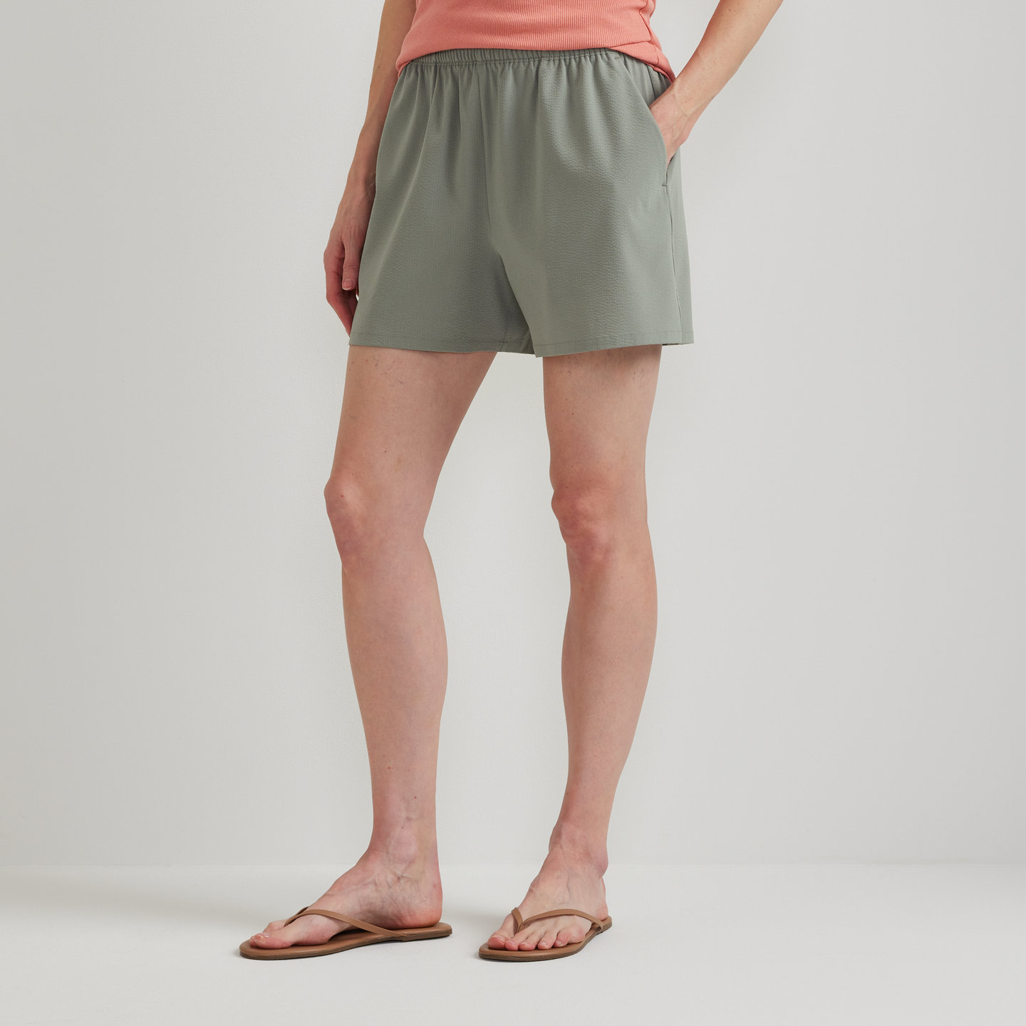 Women's Rio Textured Shorts-Sage-Regular-C1