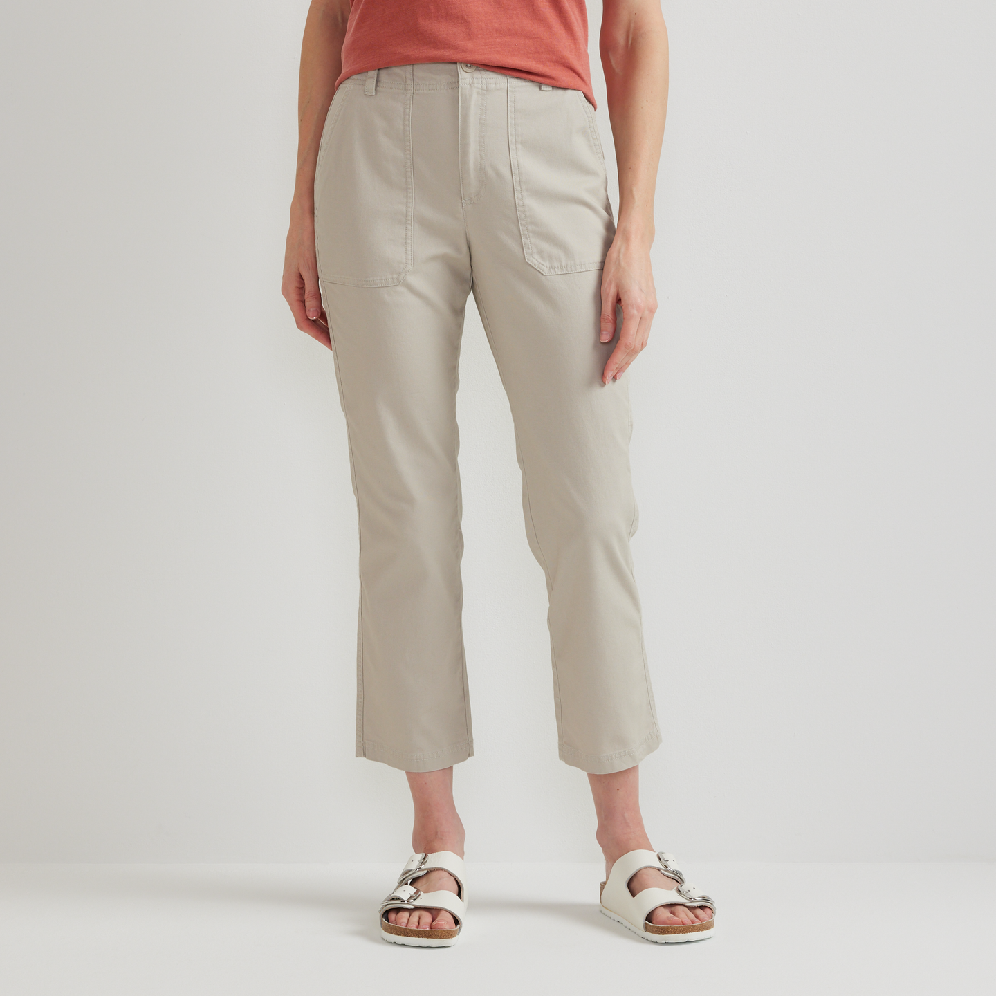 Women's Utility Stretch Canvas Kick Cropped Pants-Pumice-Regular-C1