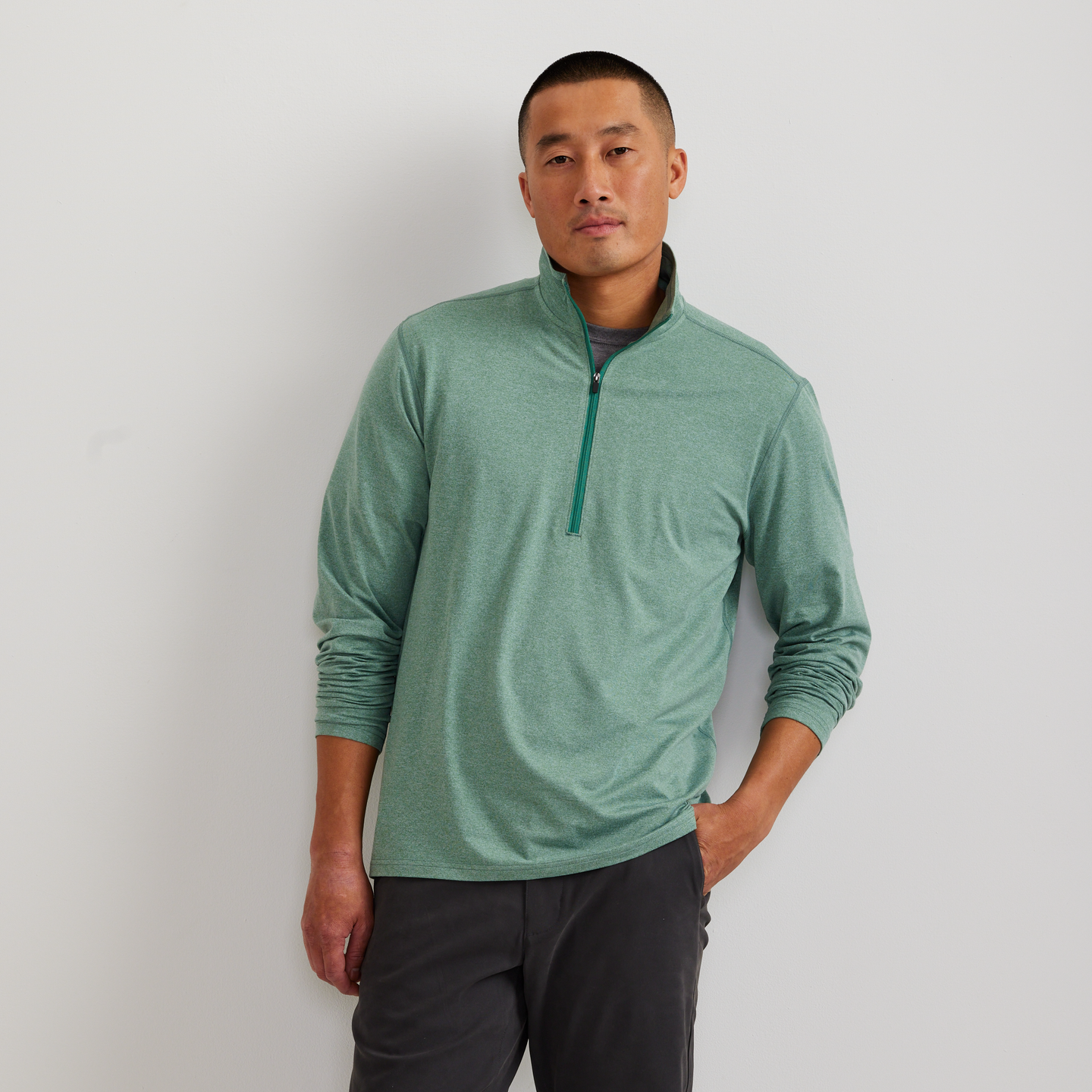 Men's Mountain Trek 1/2-Zip Mock-Vibrant Green-Regular-C1