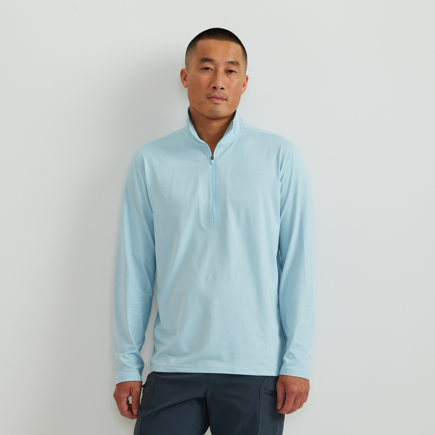 Men's Mountain Trek 1/2-Zip Mock-Lt Blue-Regular-C1