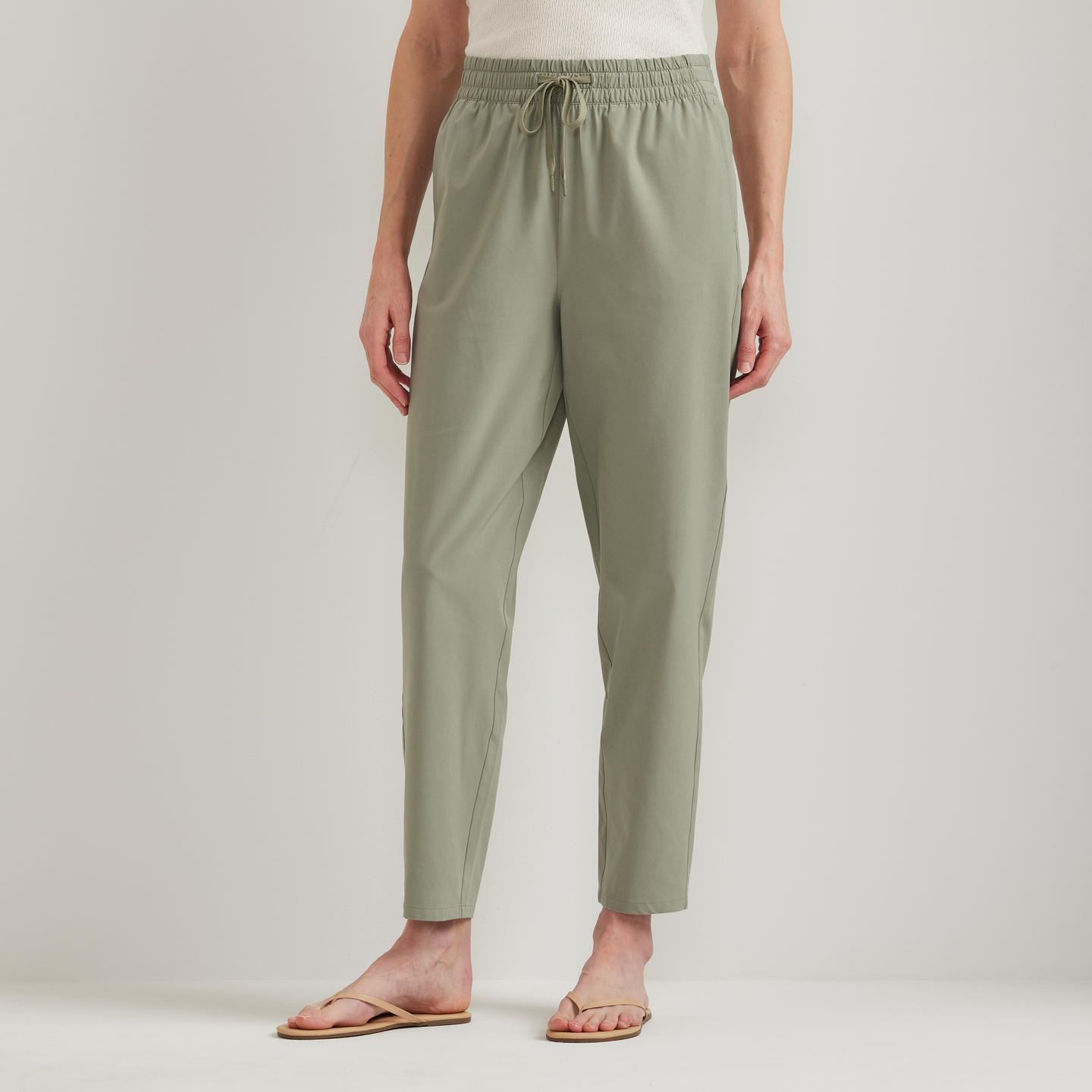 Women's Departure Stretch Tie-Front Ankle Pants-Sage-Regular-13