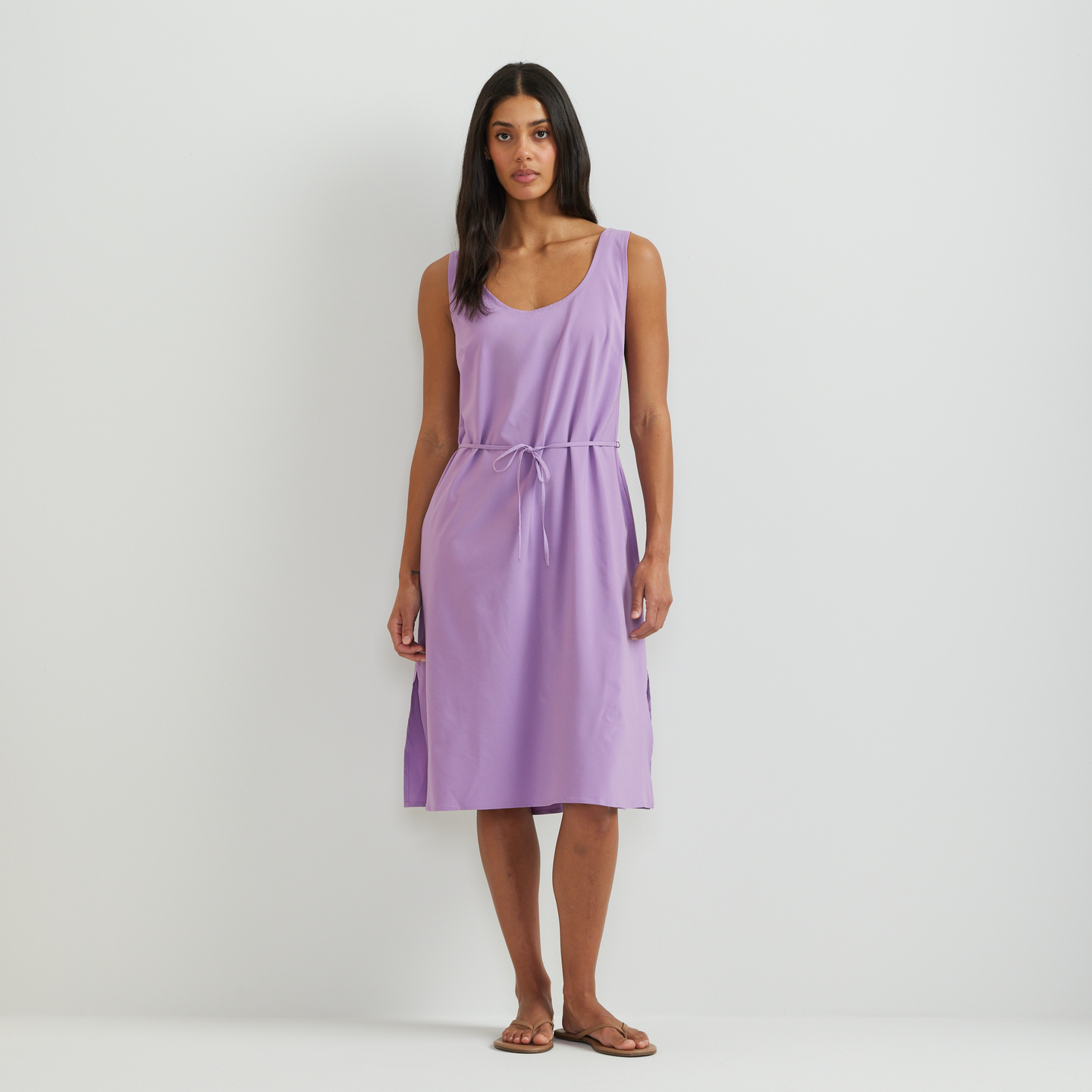 Women's Departure Tie Front Midi Dress-Hydrgea-Regular-C1