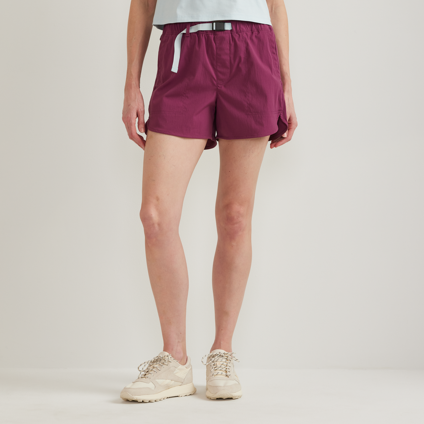 Women's Belted Ripstop Shorts-Wine-Regular-C1