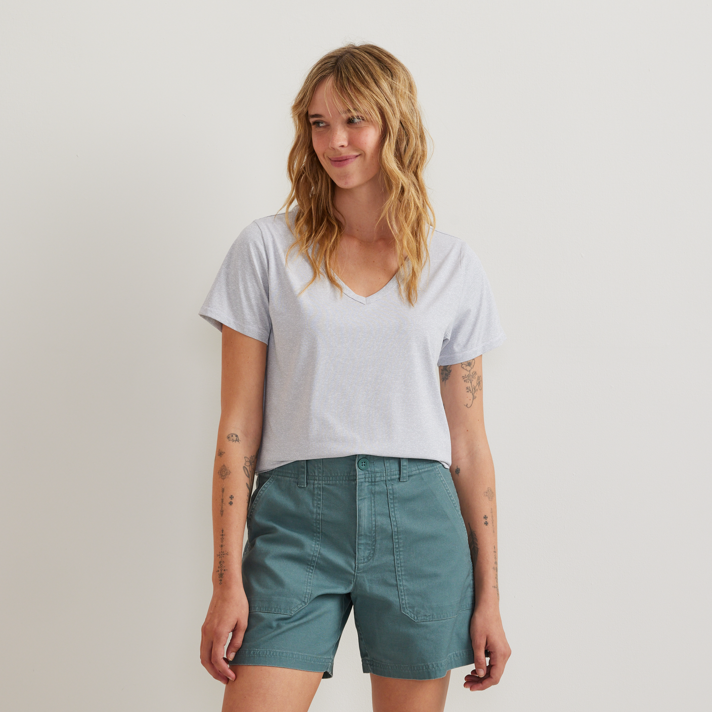Women's Trek Light Hike Short-Sleeve V-Neck T-Shirt-Slate-Regular-C1