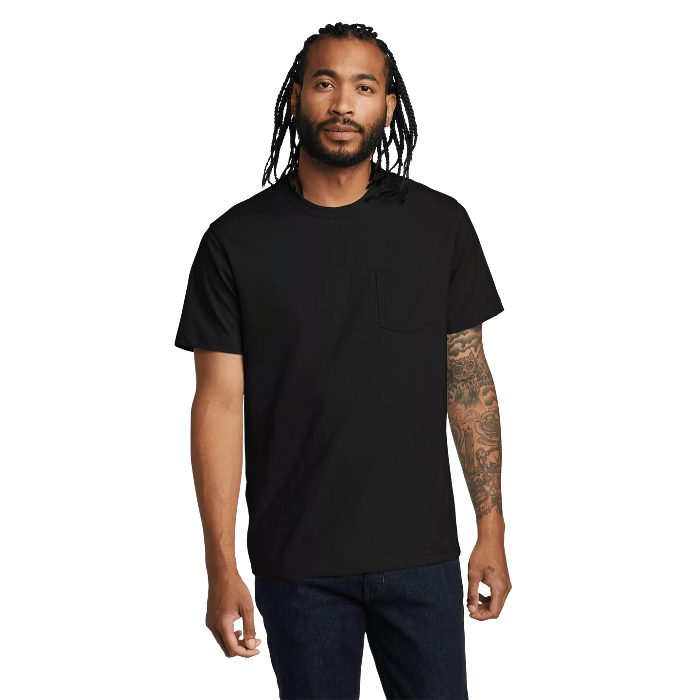 Men's Legend Wash 100% Cotton Short-Sleeve Pocket T-Shirt-Black-Regular-9