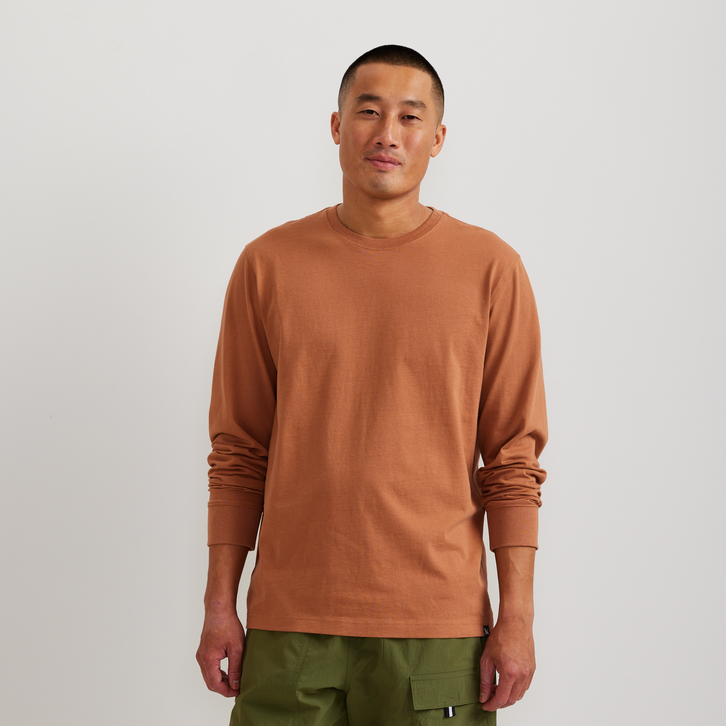 Men's Legend Wash 100% Cotton Long-Sleeve Classic T-Shirt-Fawn-Regular-C1