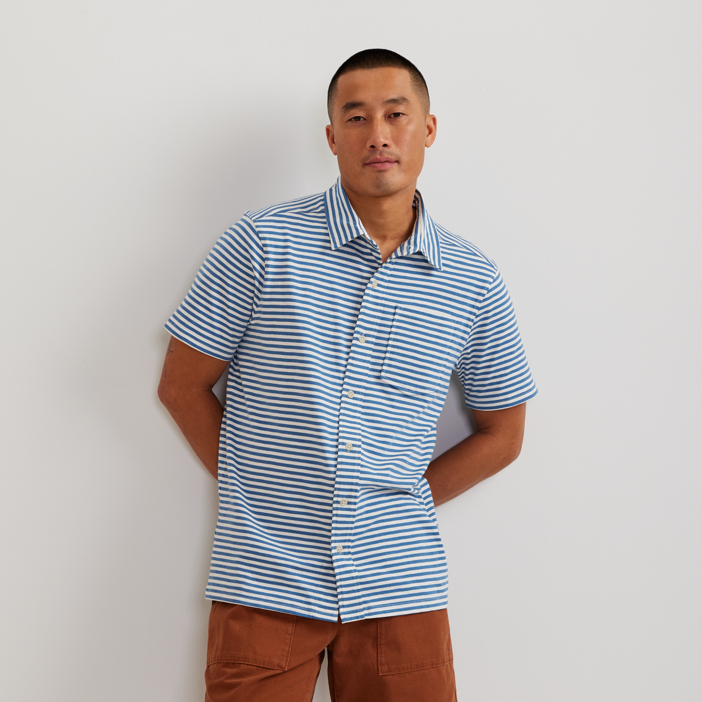 Men's New Baja Button-Up Shirt-Tile Blue-Regular-C1