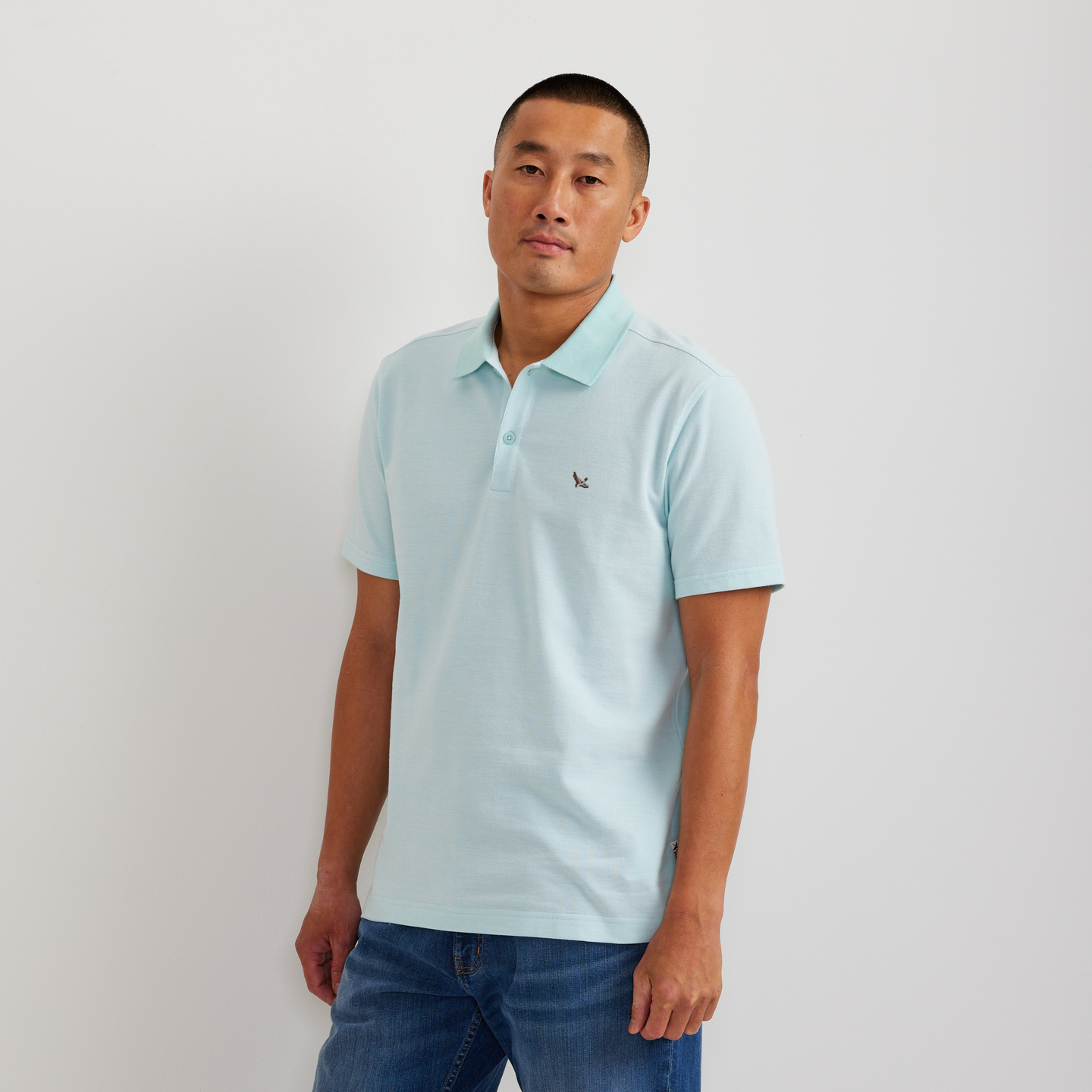 Men's Signature Piqué Short-Sleeve Polo-Aquamarine-Regular-C1