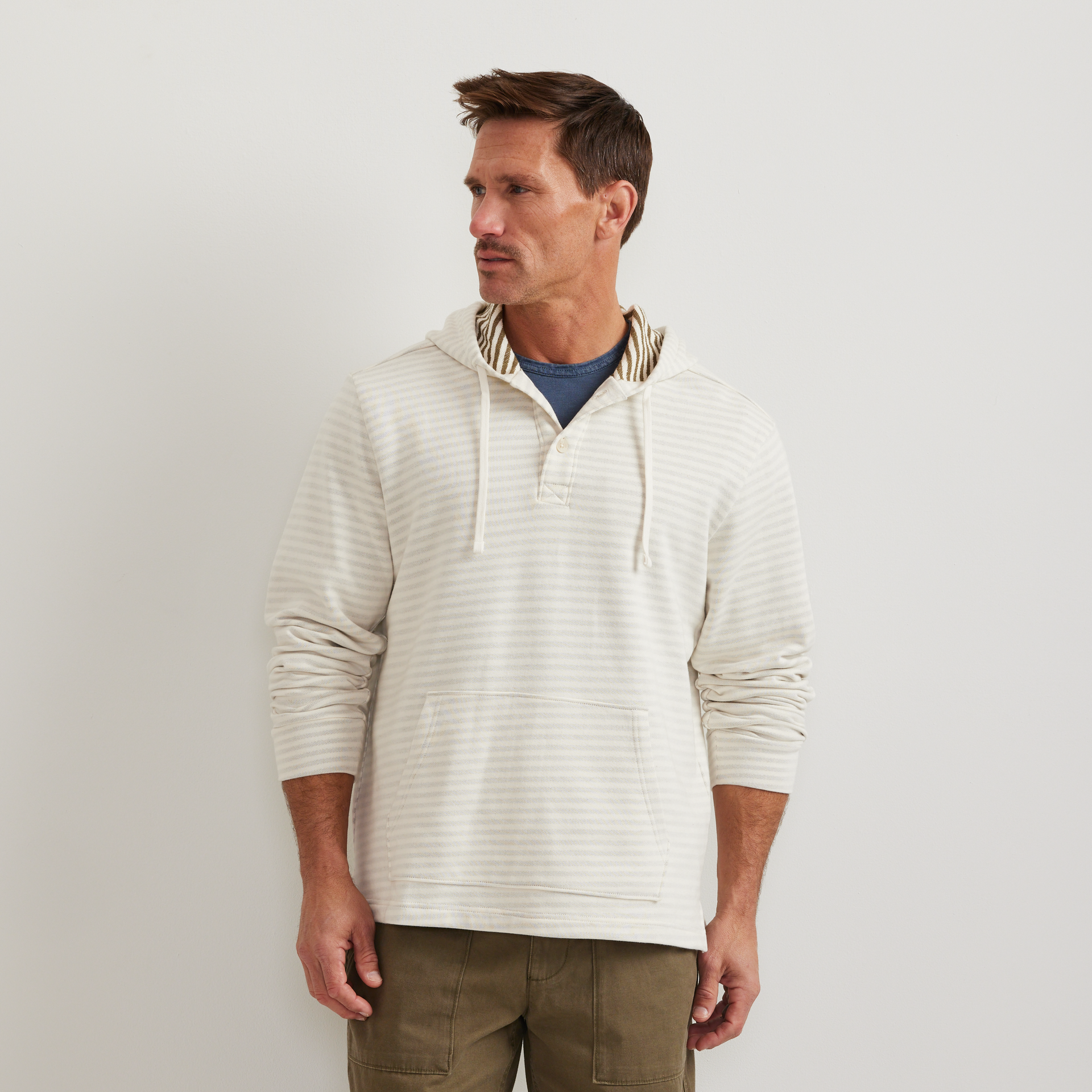 め*る様 old eddiebauer thermal striped henr Eddie Bauer Men's Striped Hood Pullover