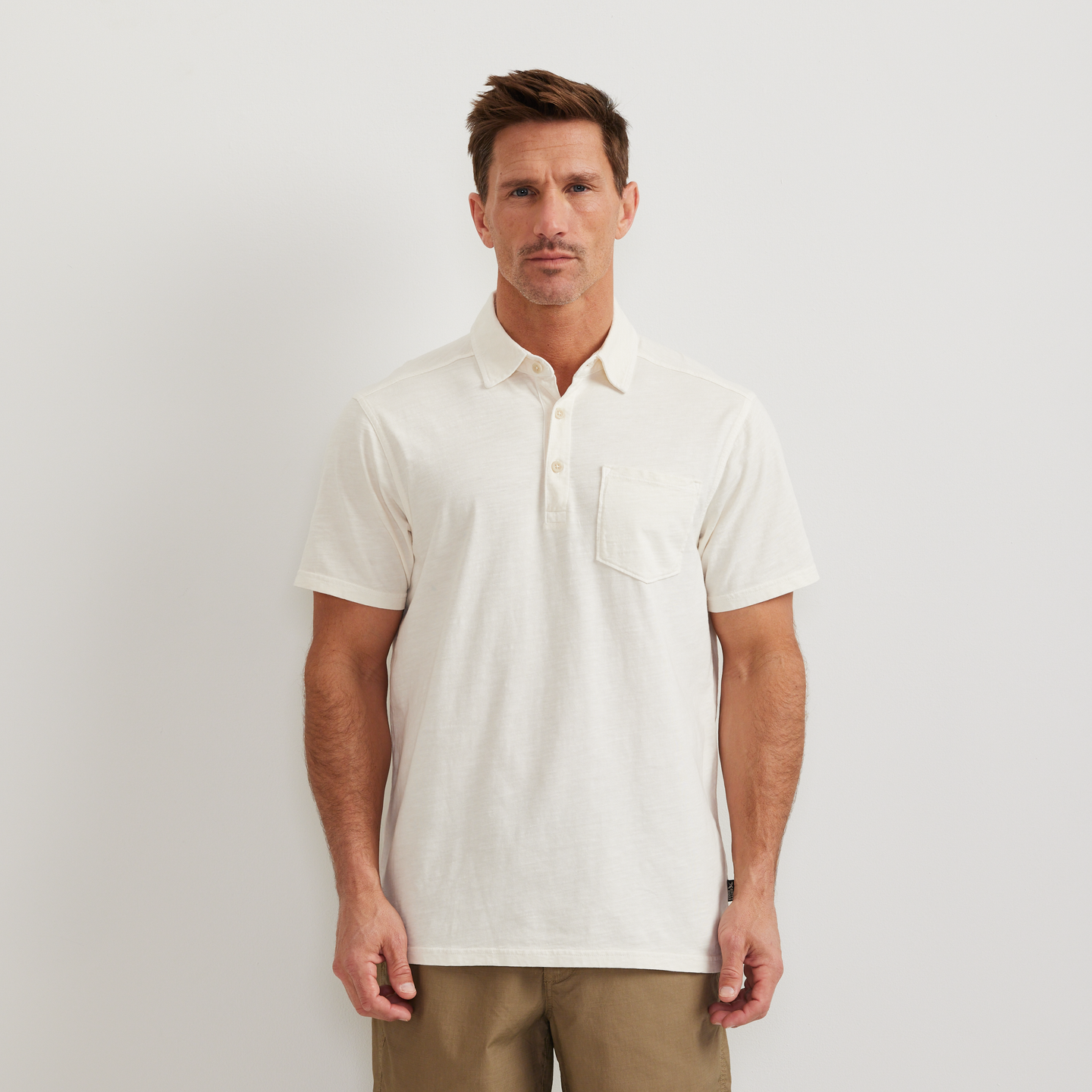 Men's Sunwashed Cotton Pocket Polo-Ivory-Regular-C1