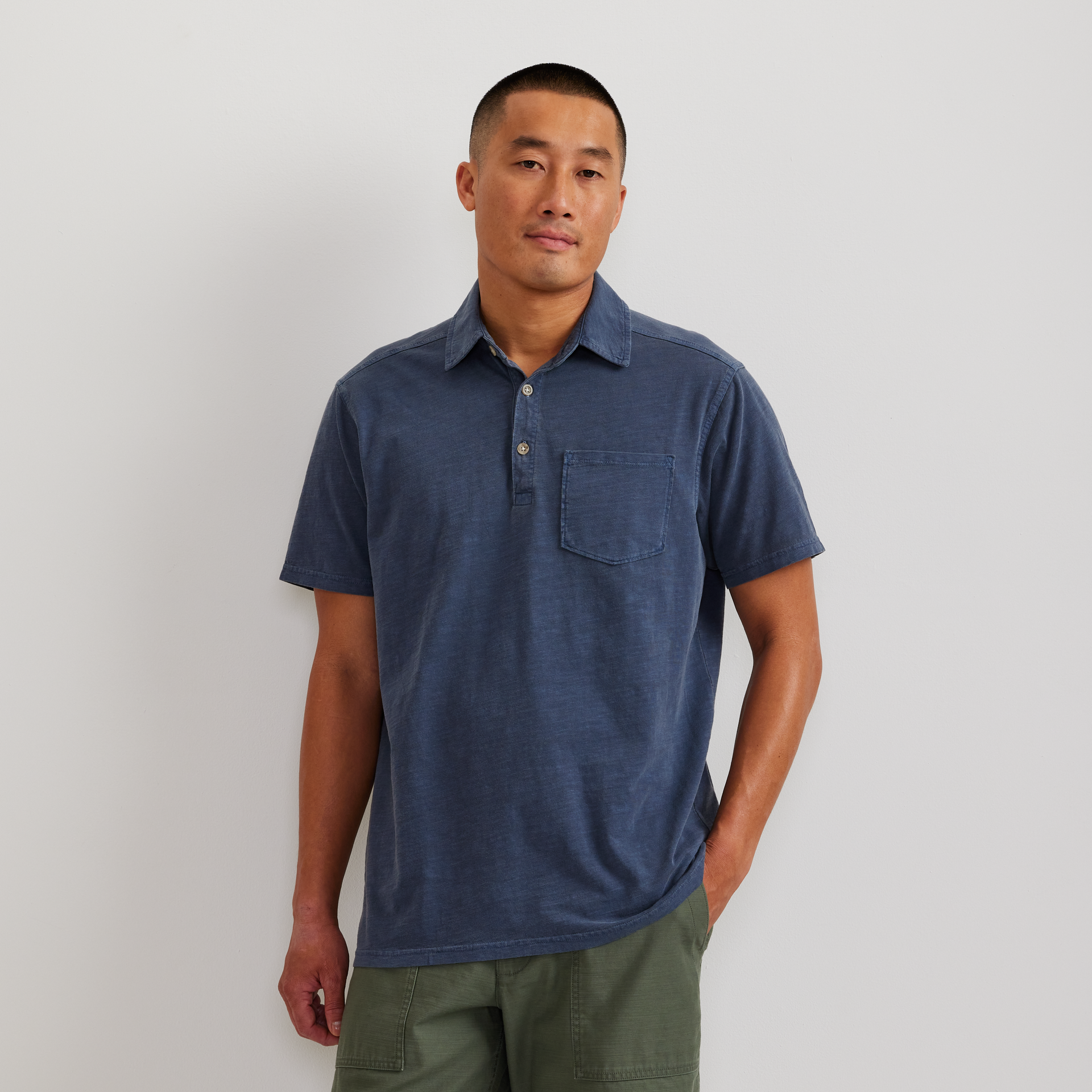 【定価39,600】TROPICAL CLOTH BIG POCKET POLO Eddie Bauer Men's SS Sunwashed Cotton Pocket Polo