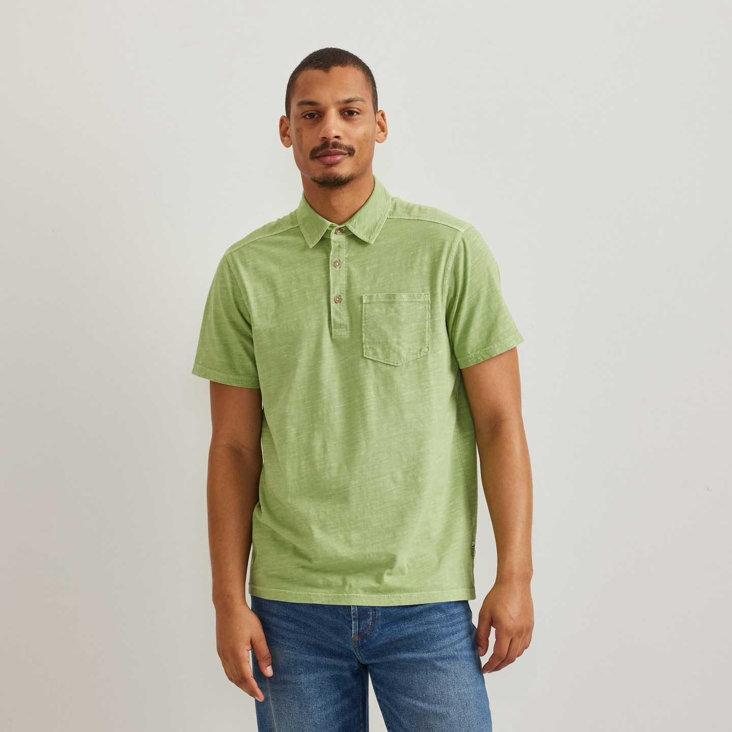 Men's Sunwashed Cotton Pocket Polo-Leaf-Regular-C1