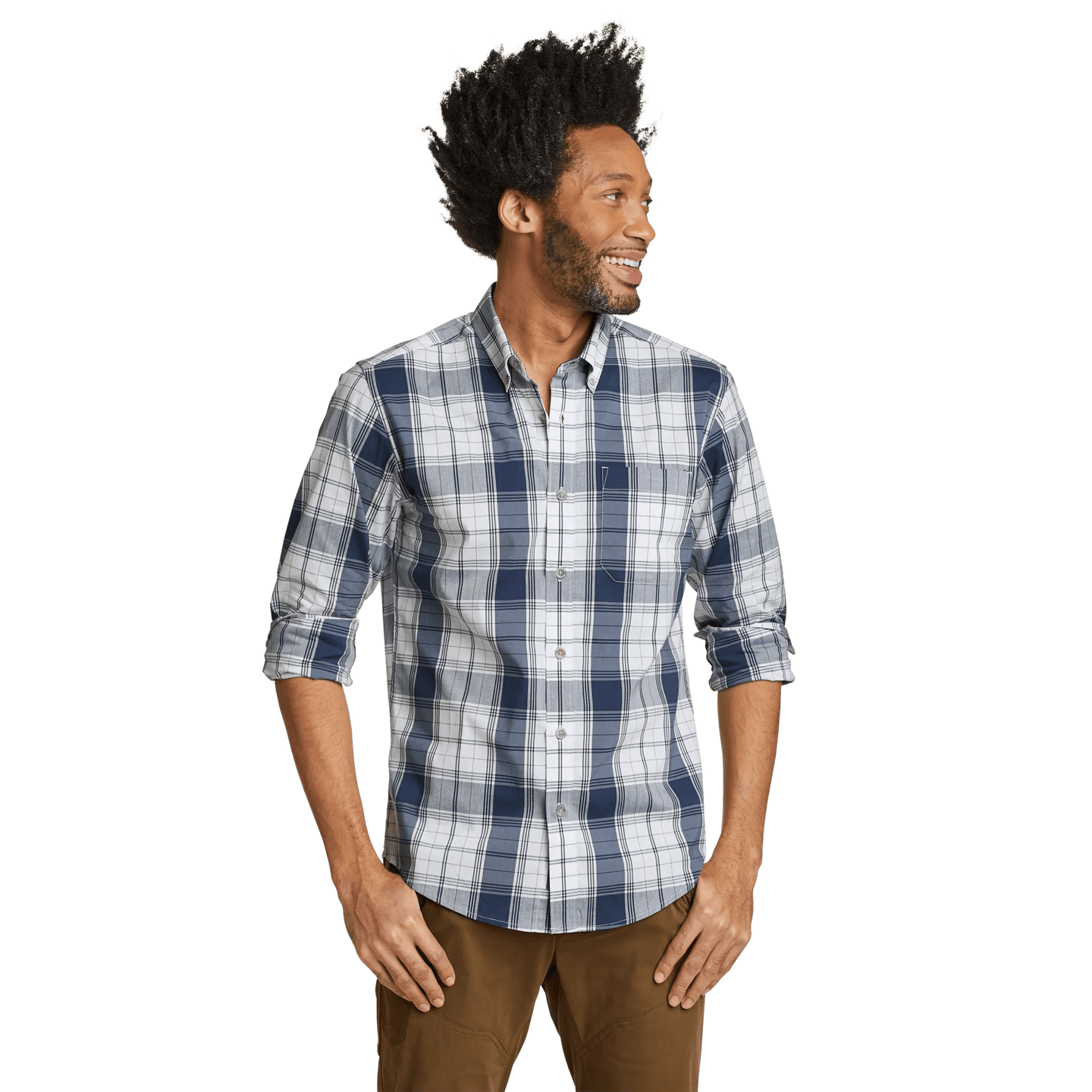 Men's Voyager Flex Long-Sleeve Shirt Regular Blue-3