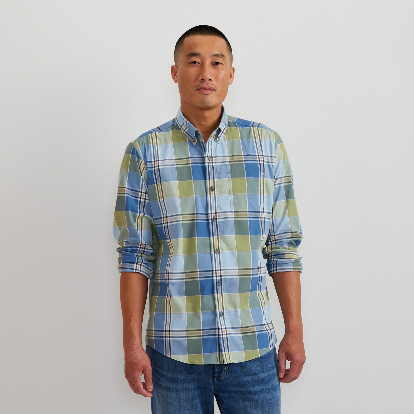 Men's Voyager Flex Long-Sleeve Shirt-Tile Blue-Regular-C1