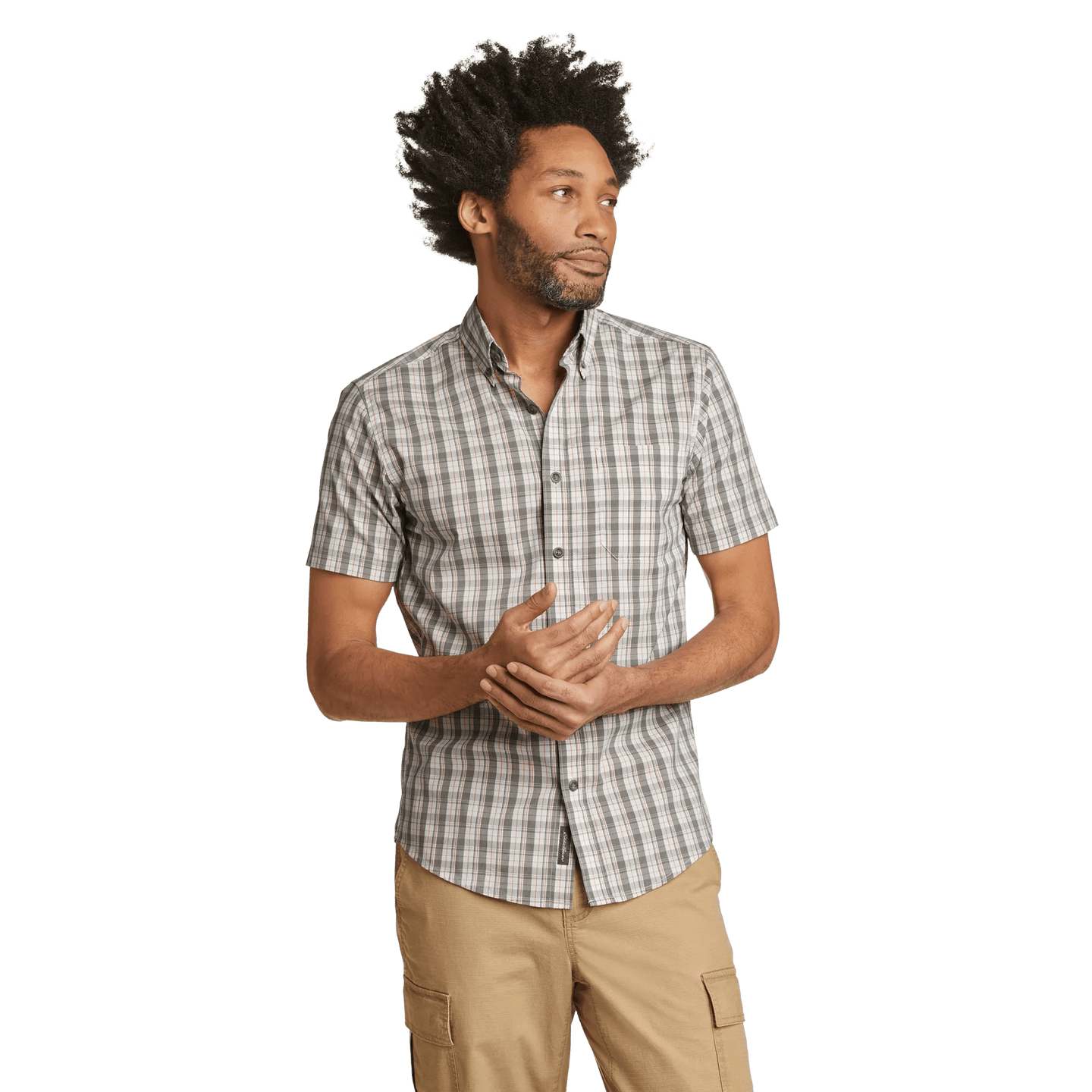 Men's Voyager Flex Short Sleeve Shirt Ivory Regular 3