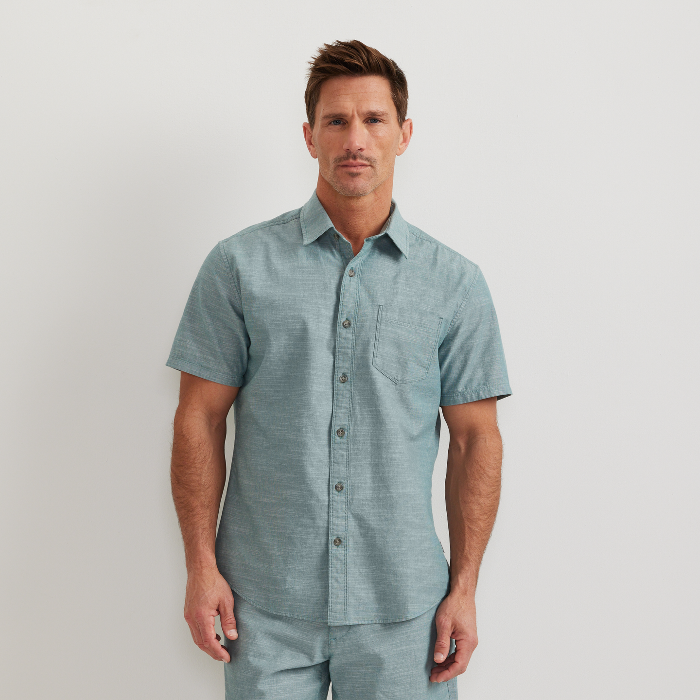 Men's Camano Short-Sleeve Shirt - Solid-Patina-Regular-C1