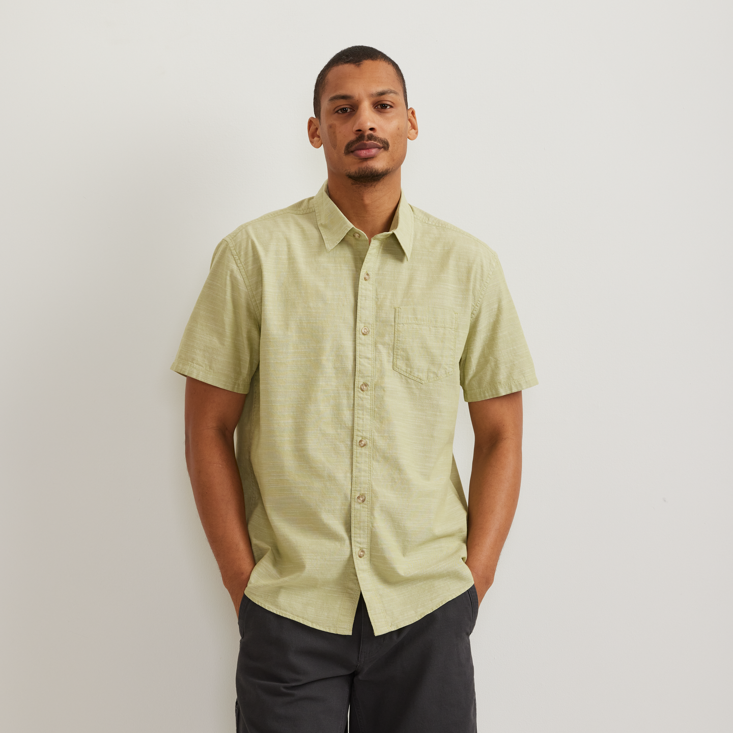 Men's Camano Short-Sleeve Shirt - Solid-Lt Aloe-Regular-C1