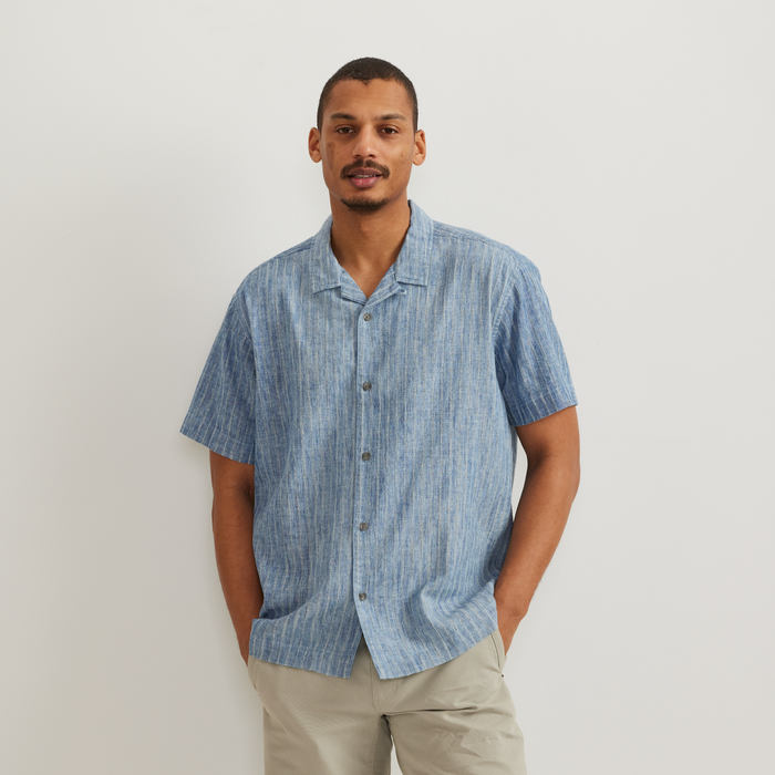 Men's Novelty Camp Shirt- Indigo