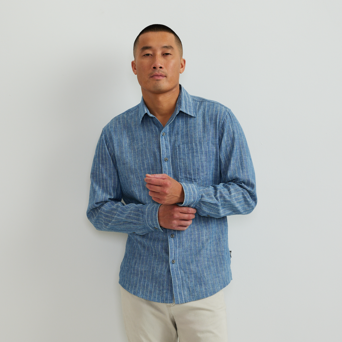 Men's Vintage Shirt-Faded Indigo-Regular-C1