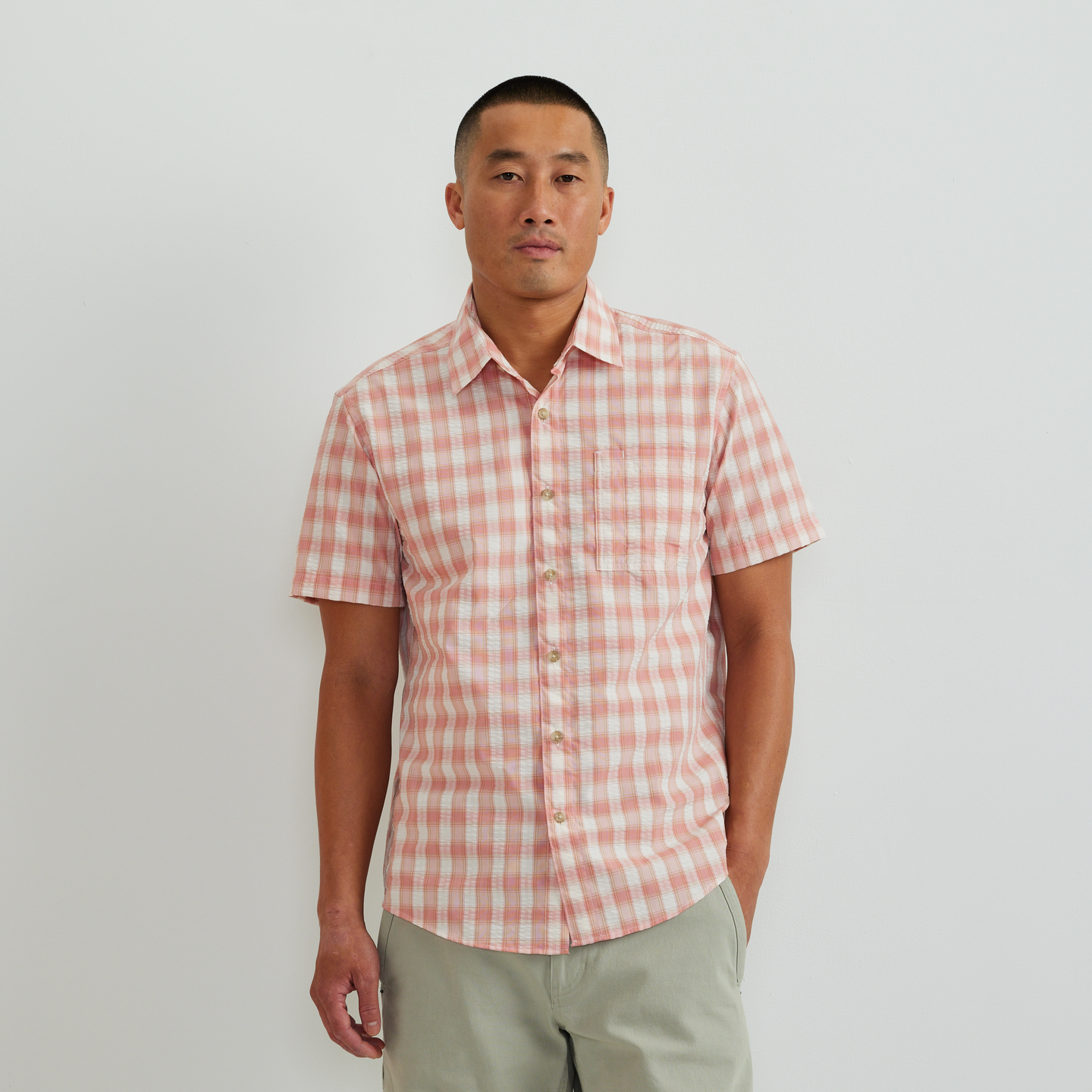 Men's Short-Sleeve Pack It 3.0 Seersucker Shirt-Tangelo-Regular-C1