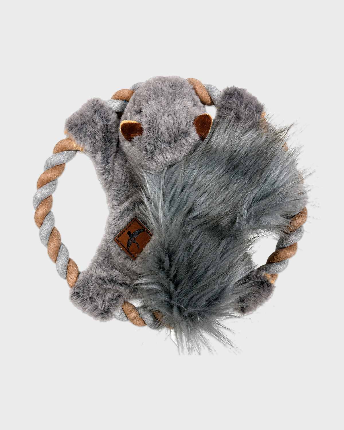Dog Toy 10 Inch Rope with Plush Squirrel